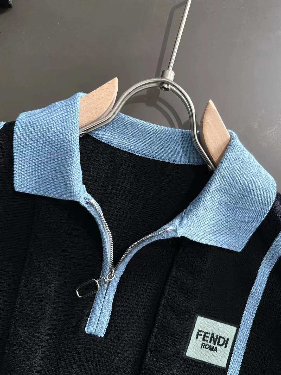 Contrast-Stripe Half-Zip Knit Polo Shirt D20014819 — view 3