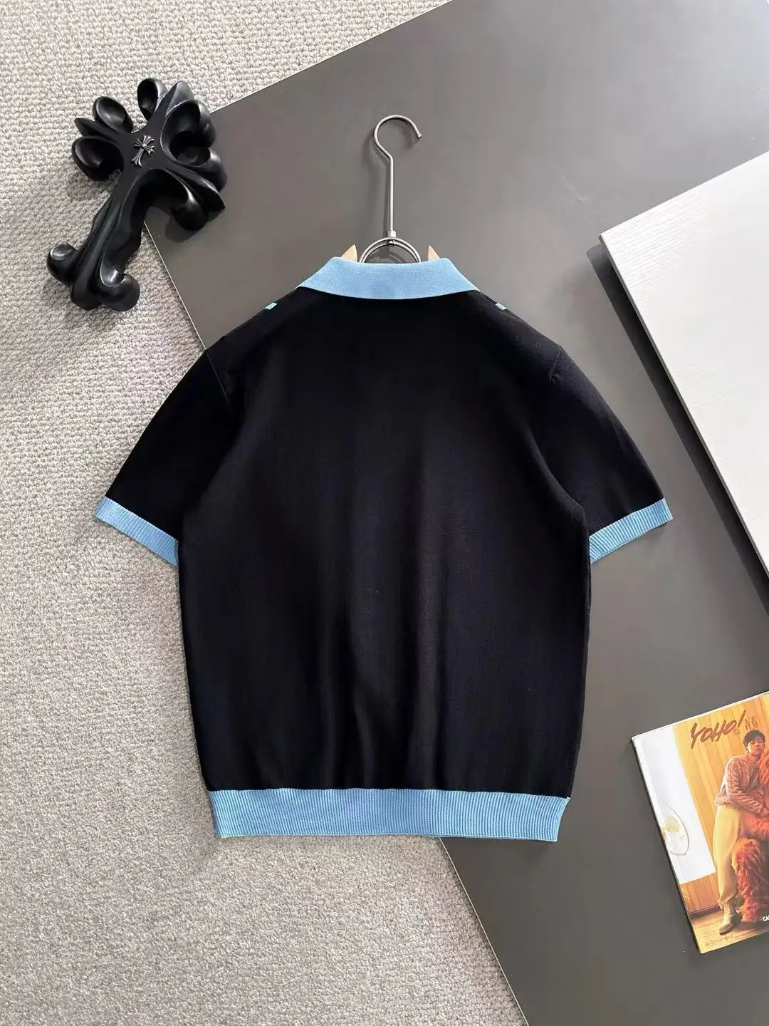 Contrast-Stripe Half-Zip Knit Polo Shirt D20014819 — view 9