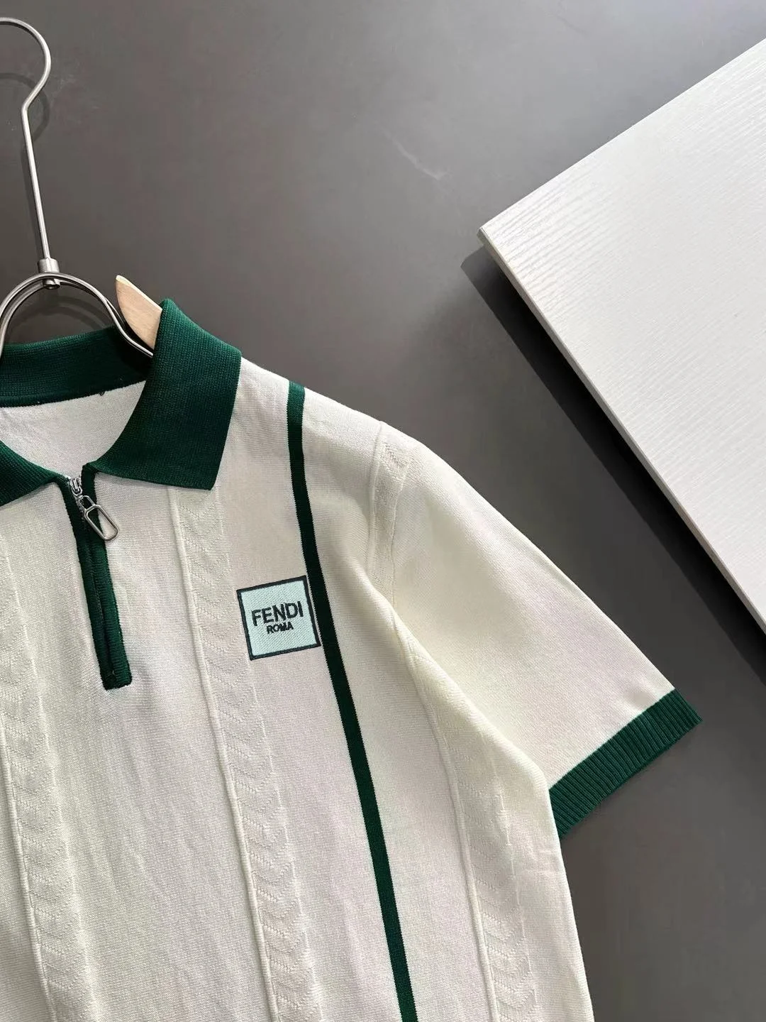 Contrast-Trim Half-Zip Knit Polo Shirt D20014818 — view 2