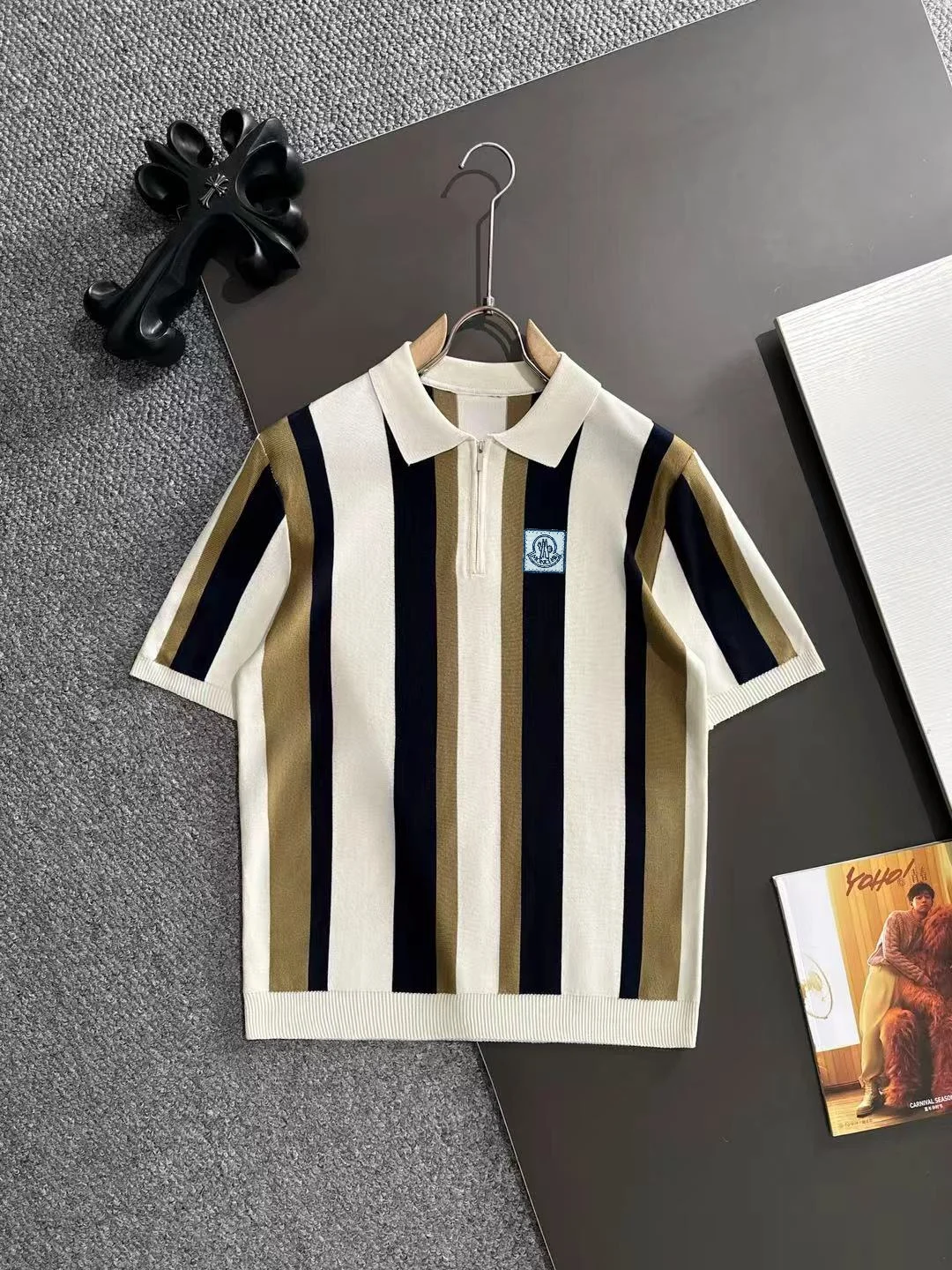 Striped Knit Half-Zip Polo Shirt D20014754