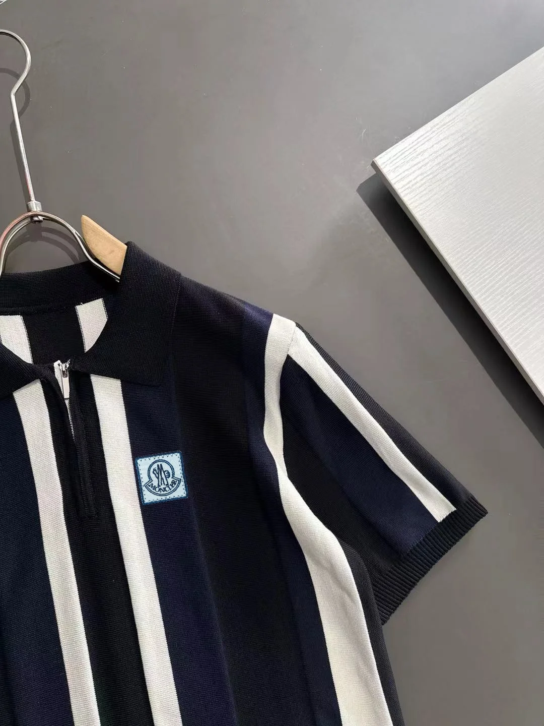 Striped Knit Half-Zip Polo Shirt D20014753 — view 2