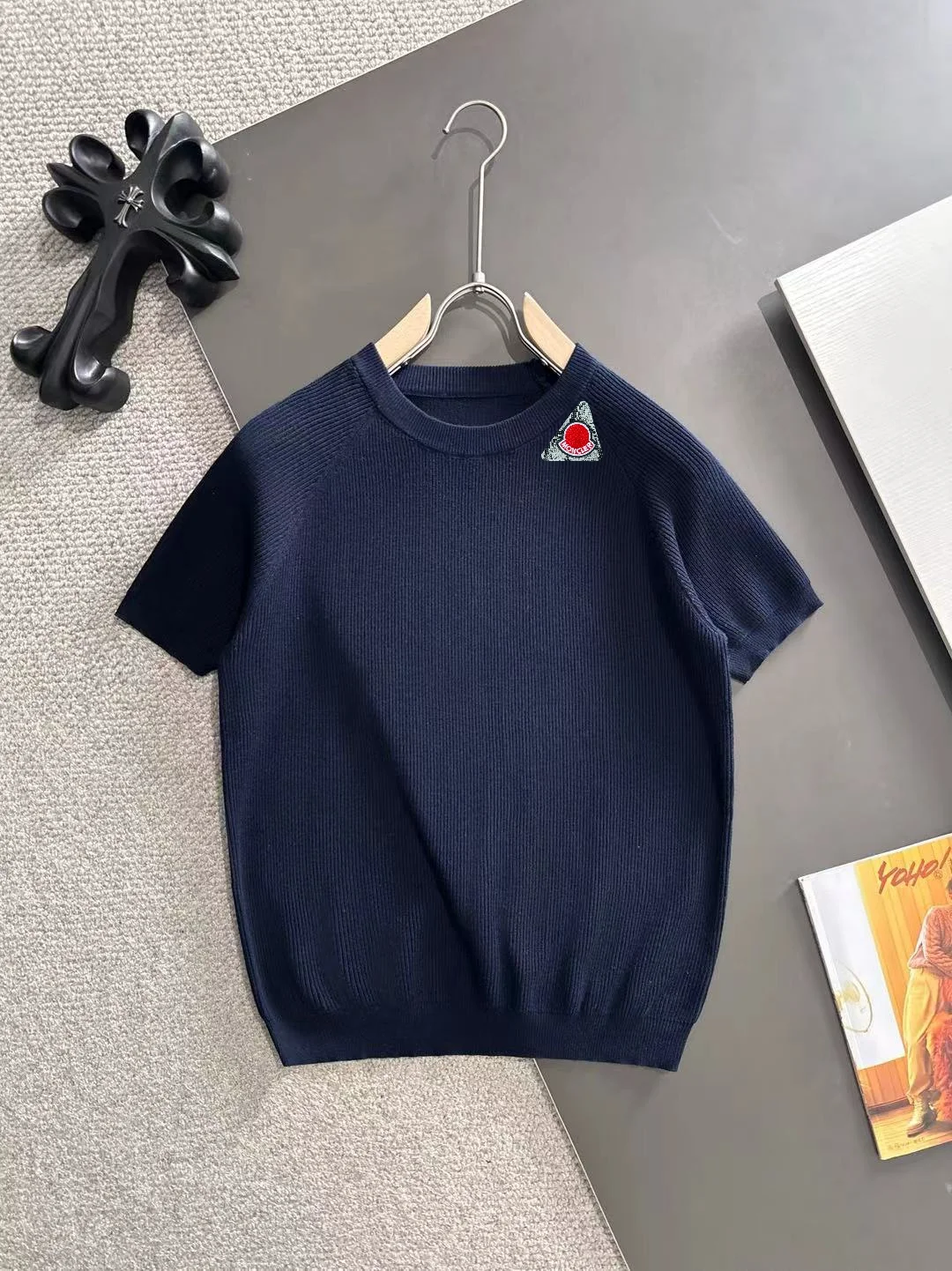 Ribbed Knit Short-Sleeve Sweater D20014756