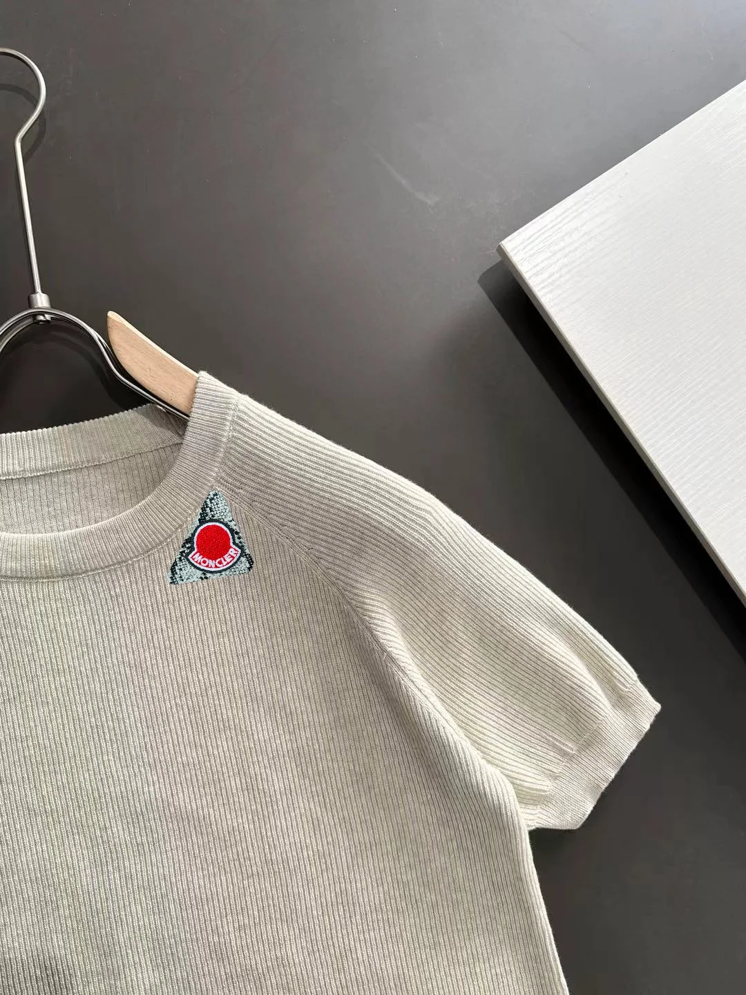 Moncler Ribbed Knit Short-Sleeve Sweater D20014757 — view 2