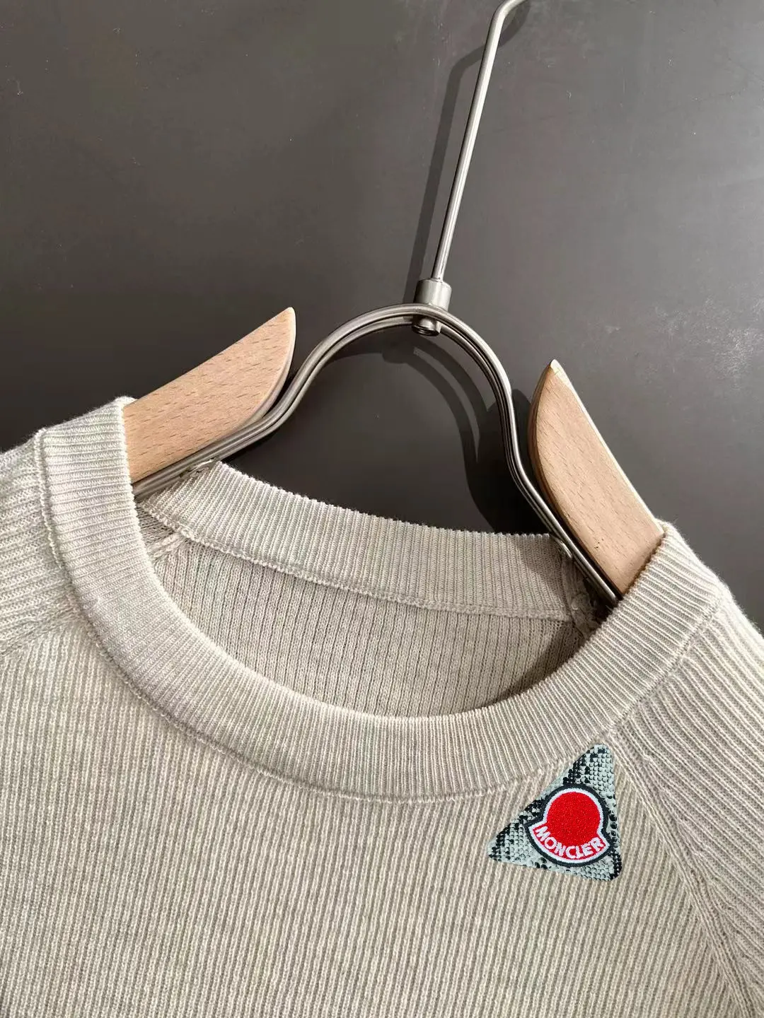 Moncler Ribbed Knit Short-Sleeve Sweater D20014757 — view 3