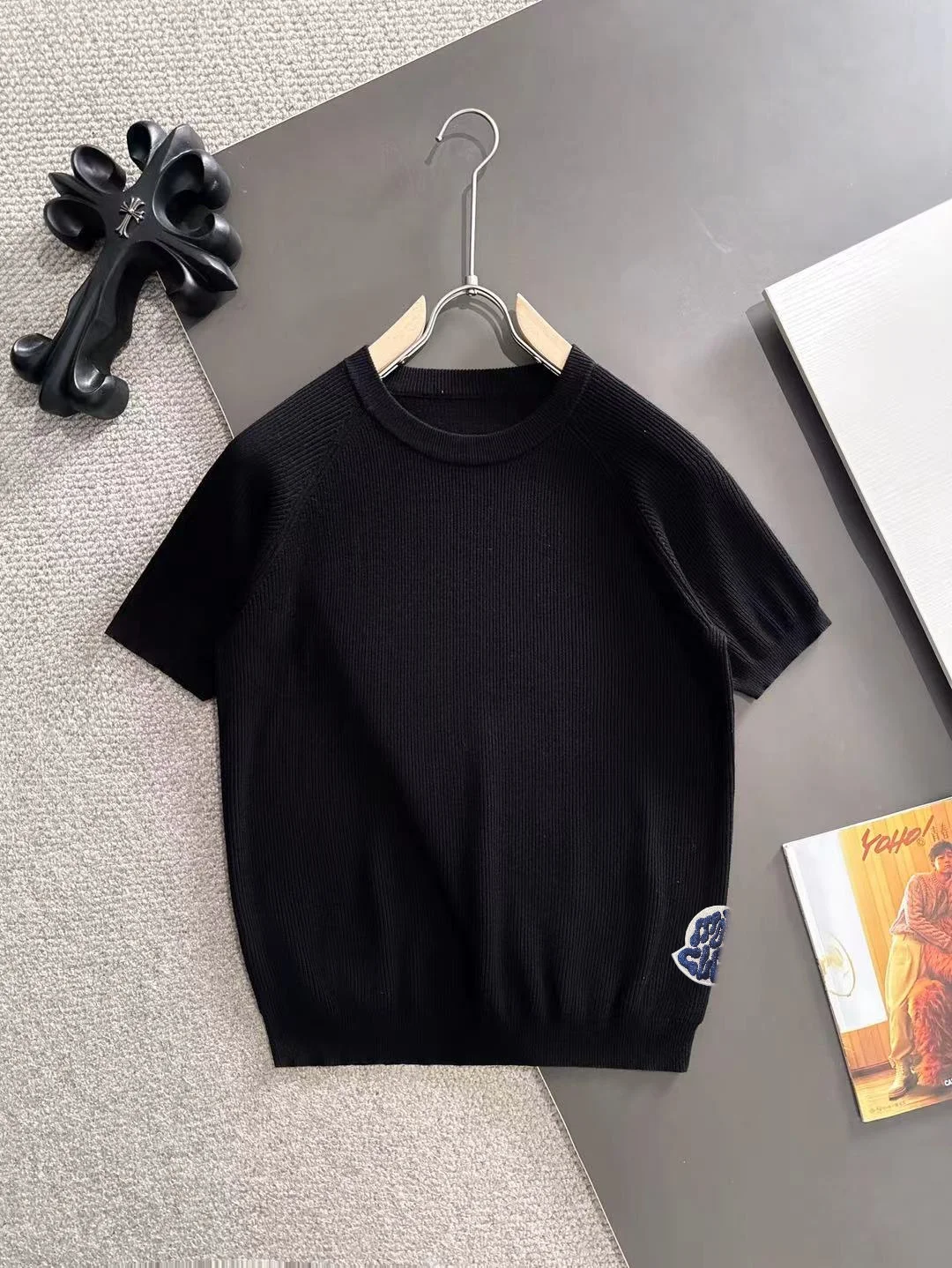 Ribbed Knit Short-Sleeve Sweater D20014863