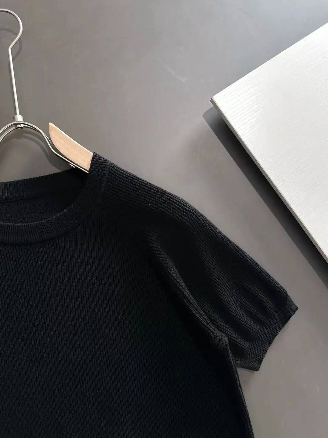 Ribbed Knit Short-Sleeve Sweater D20014863 — view 2