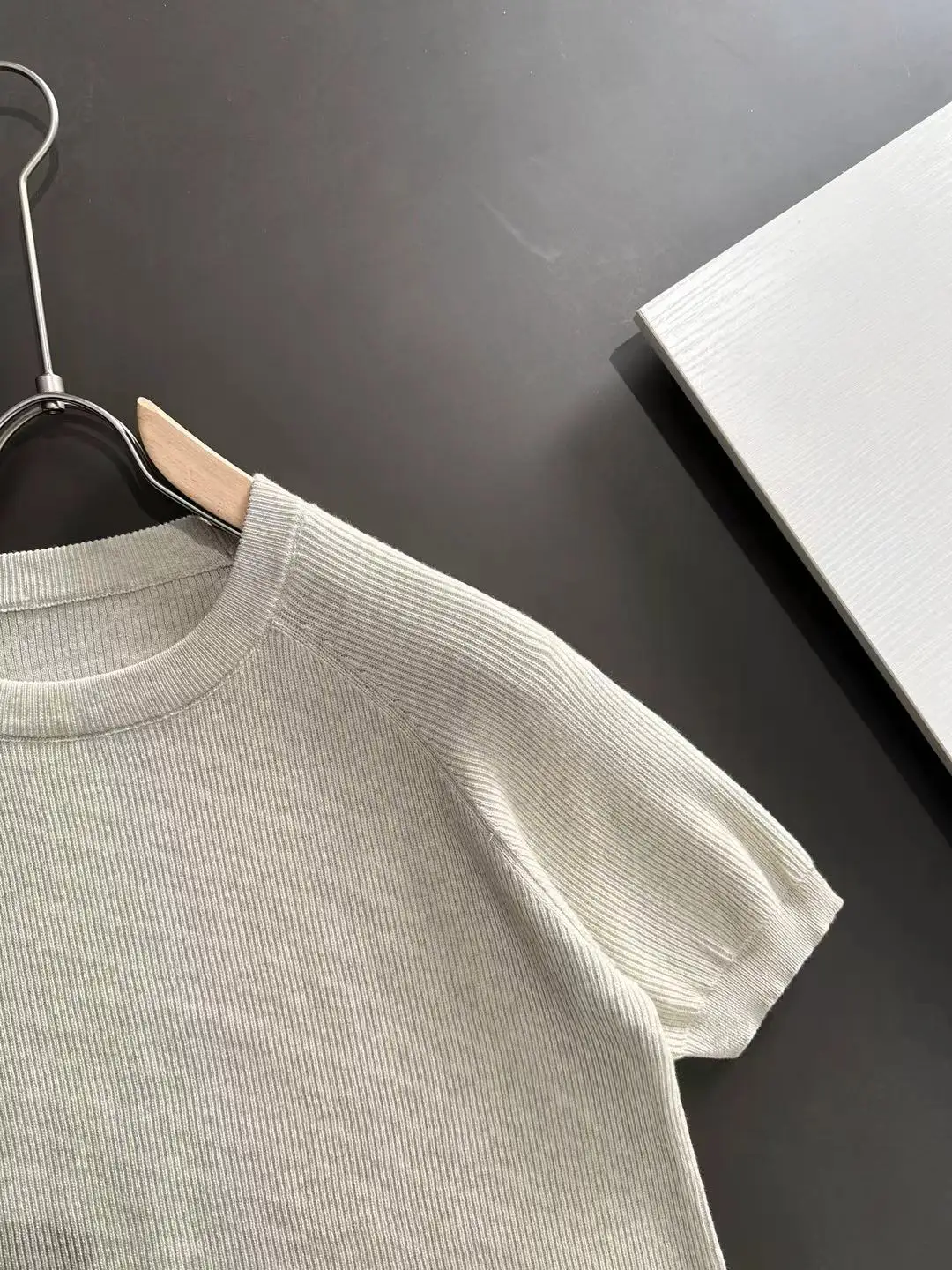Ribbed Knit Short-Sleeve Sweater D20014861 — view 2