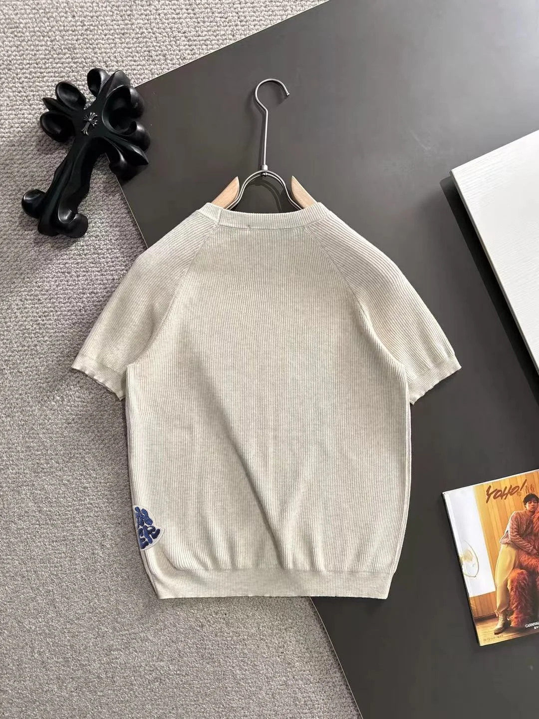Ribbed Knit Short-Sleeve Sweater D20014861 — view 9