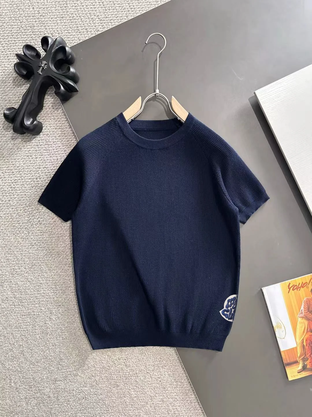 Ribbed Knit Short-Sleeve Sweater D20014862