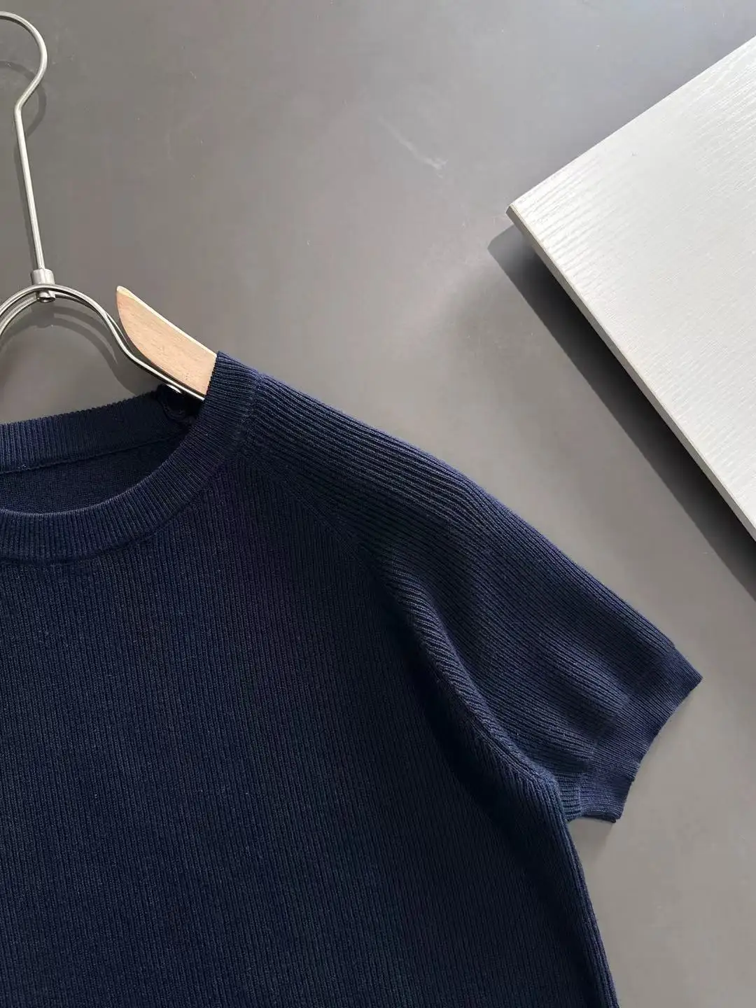 Ribbed Knit Short-Sleeve Sweater D20014862 — view 2