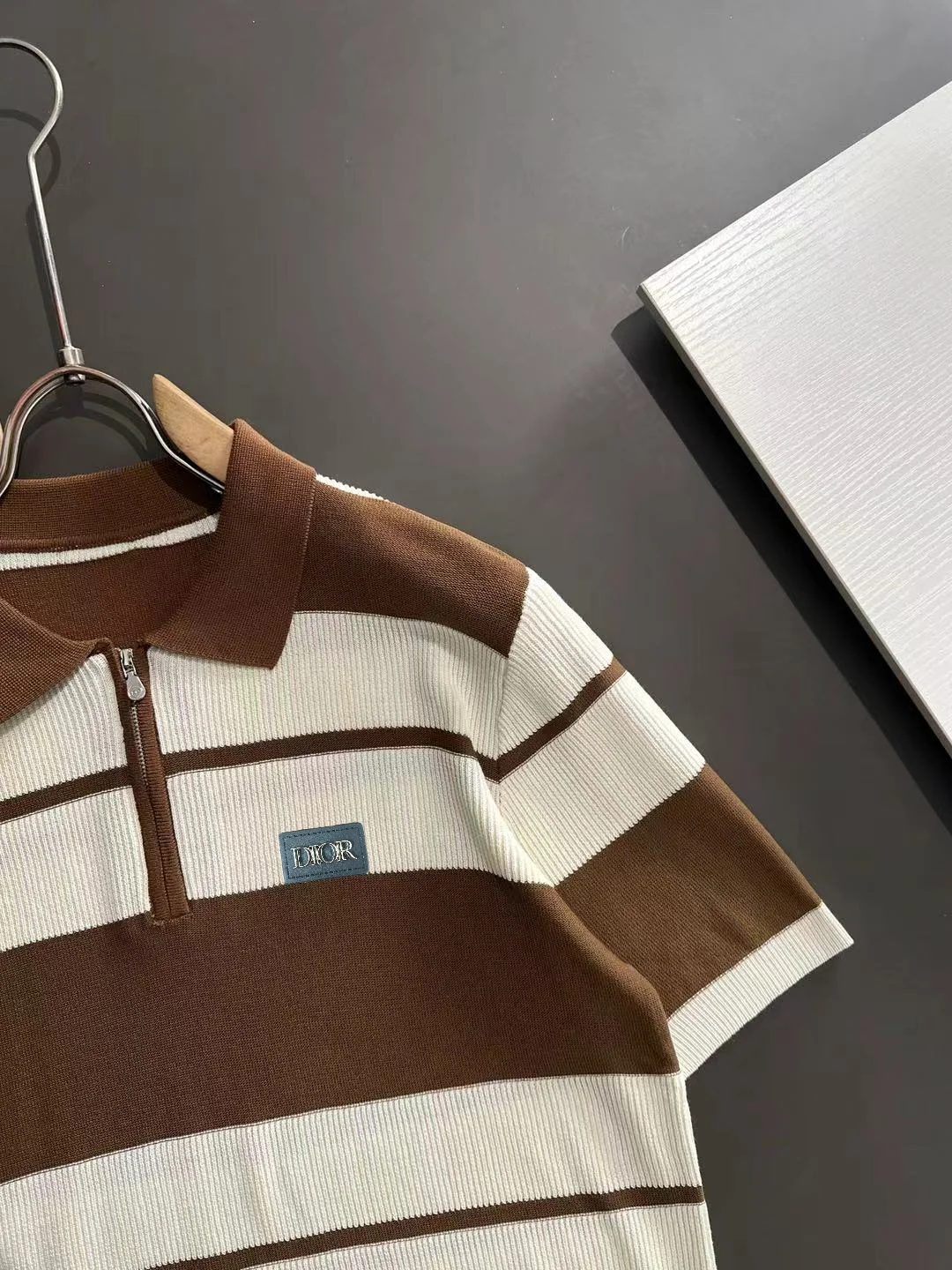 Striped Knit Half-Zip Polo Shirt D20014843 — view 2