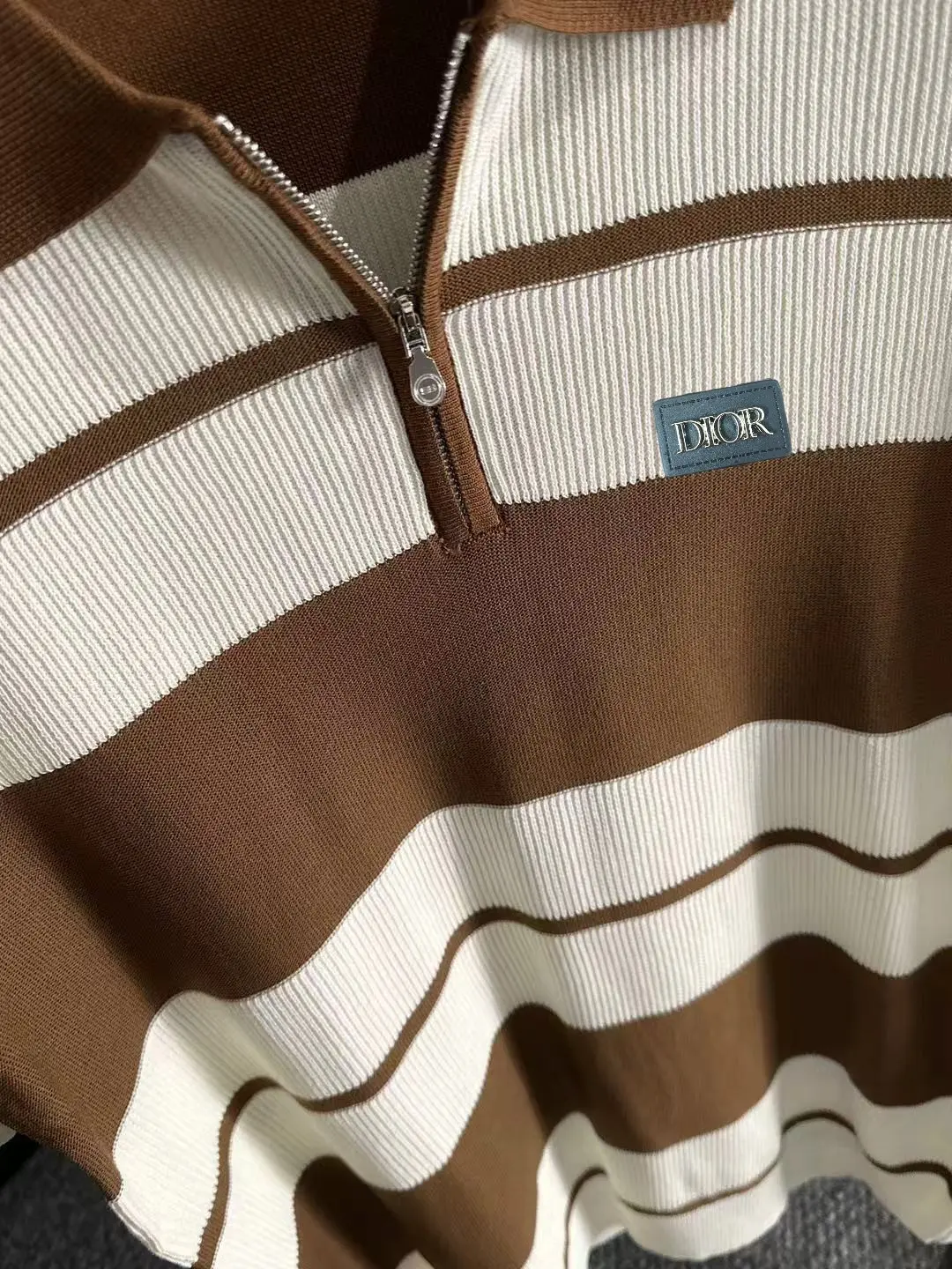 Striped Knit Half-Zip Polo Shirt D20014843 — view 7