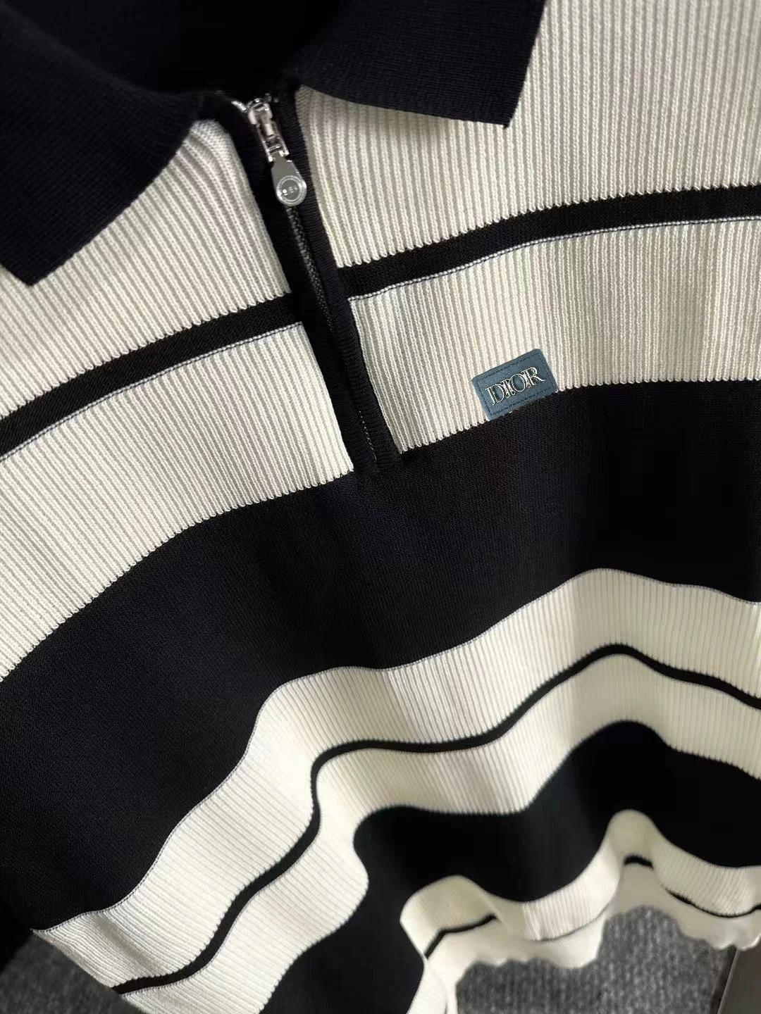 Striped Knit Half-Zip Polo Shirt D20014842 — view 7
