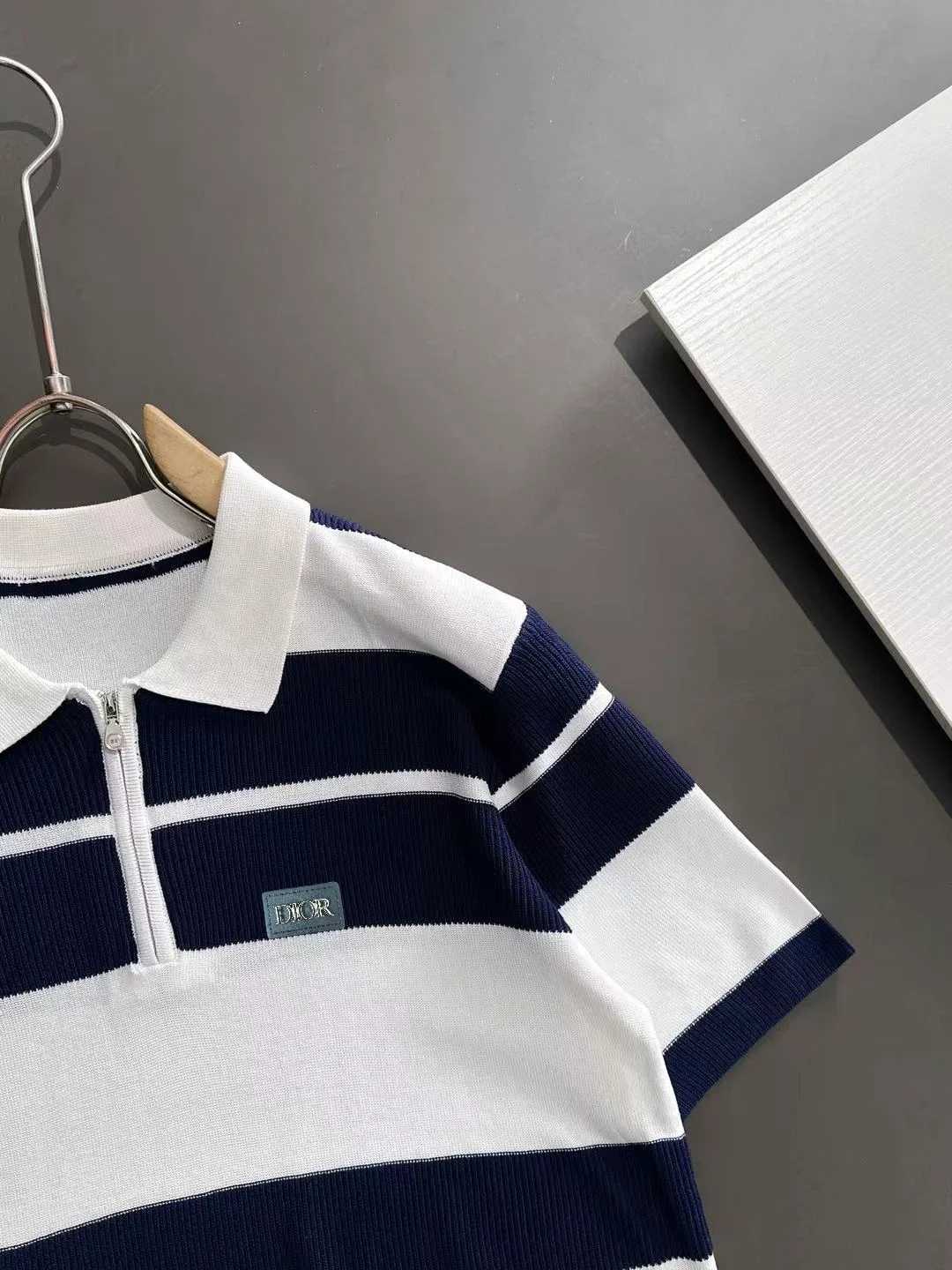 Striped Knit Half-Zip Polo Shirt D20014841 — view 2
