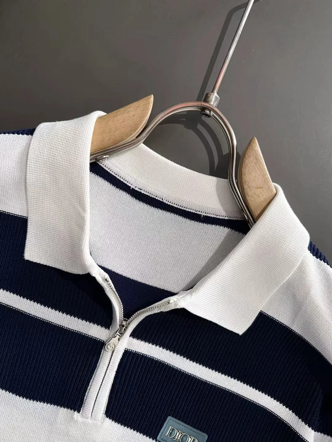 Striped Knit Half-Zip Polo Shirt D20014841 — view 3