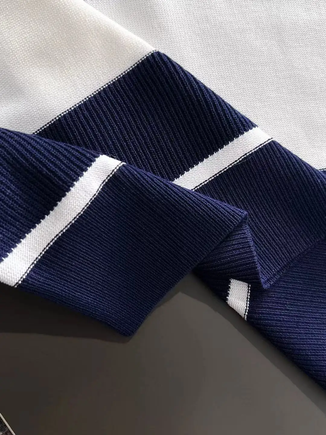 Striped Knit Half-Zip Polo Shirt D20014841 — view 6