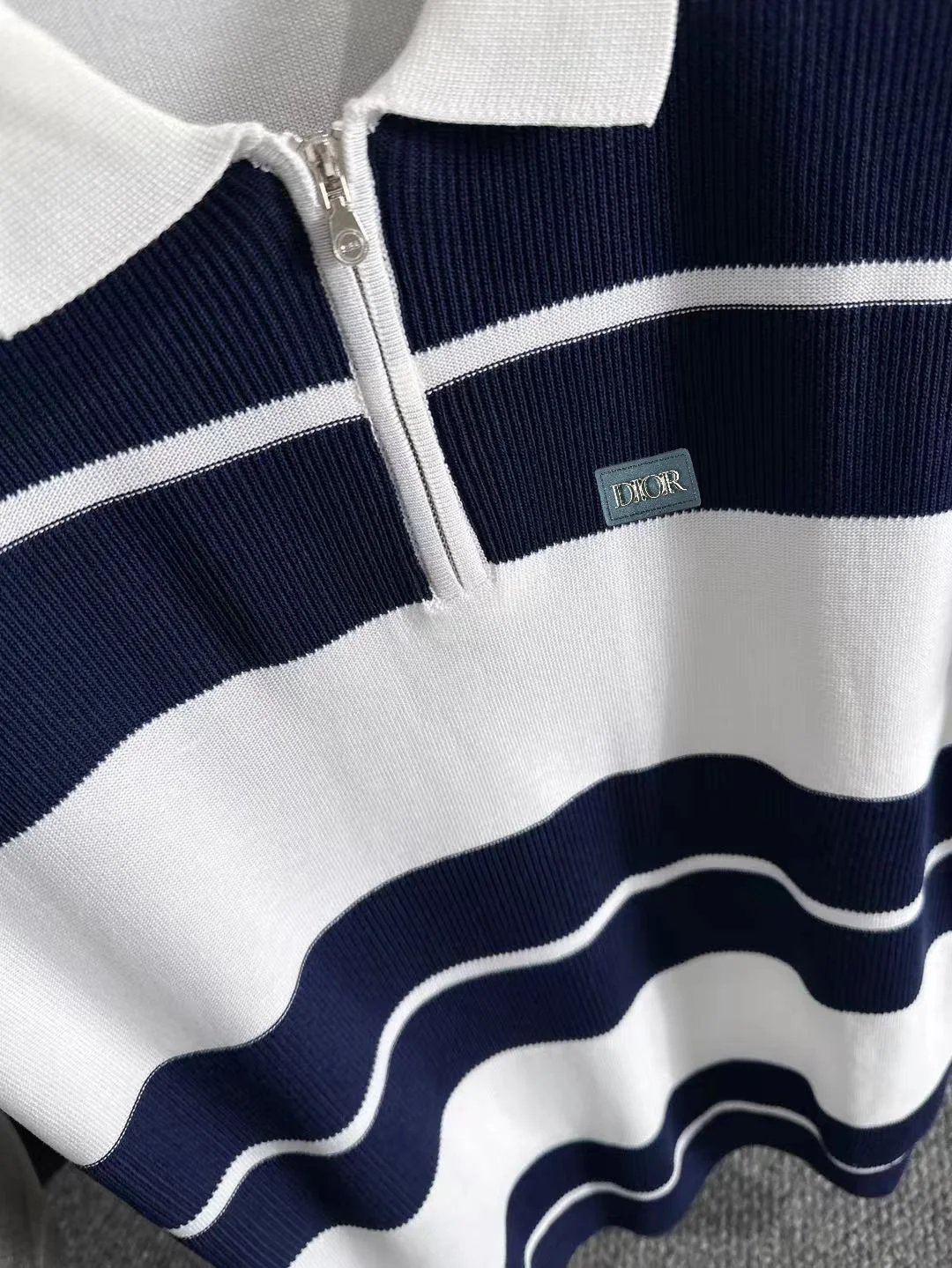 Striped Knit Half-Zip Polo Shirt D20014841 — view 7