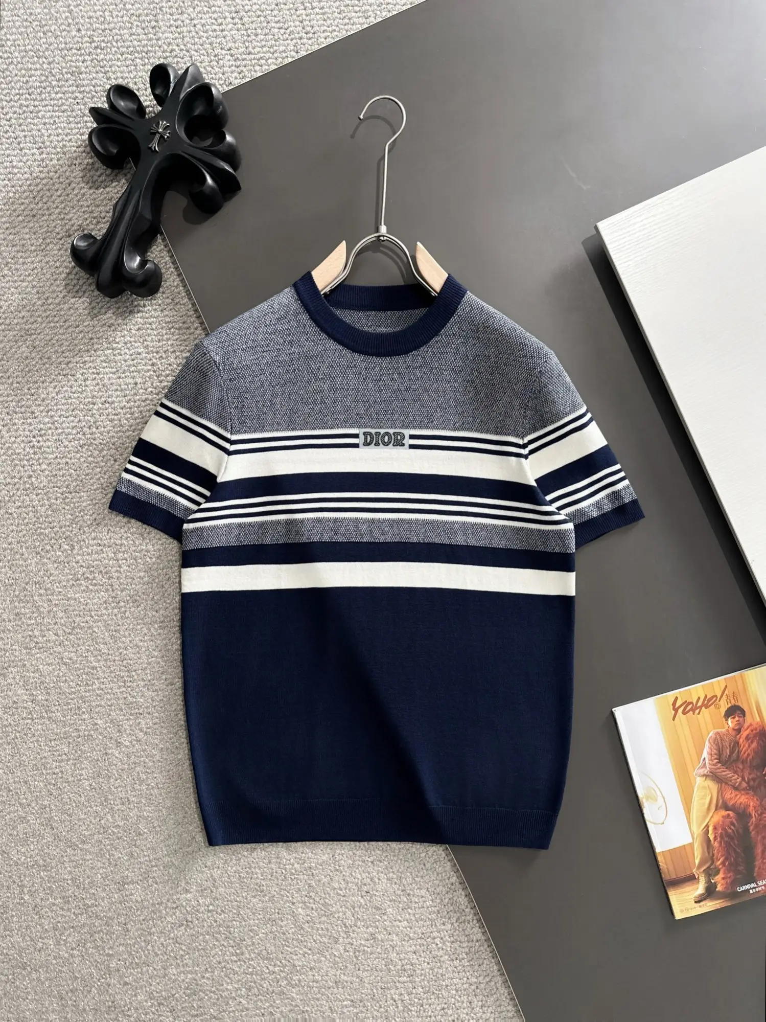 Striped Jacquard Knit T-Shirt D20014816