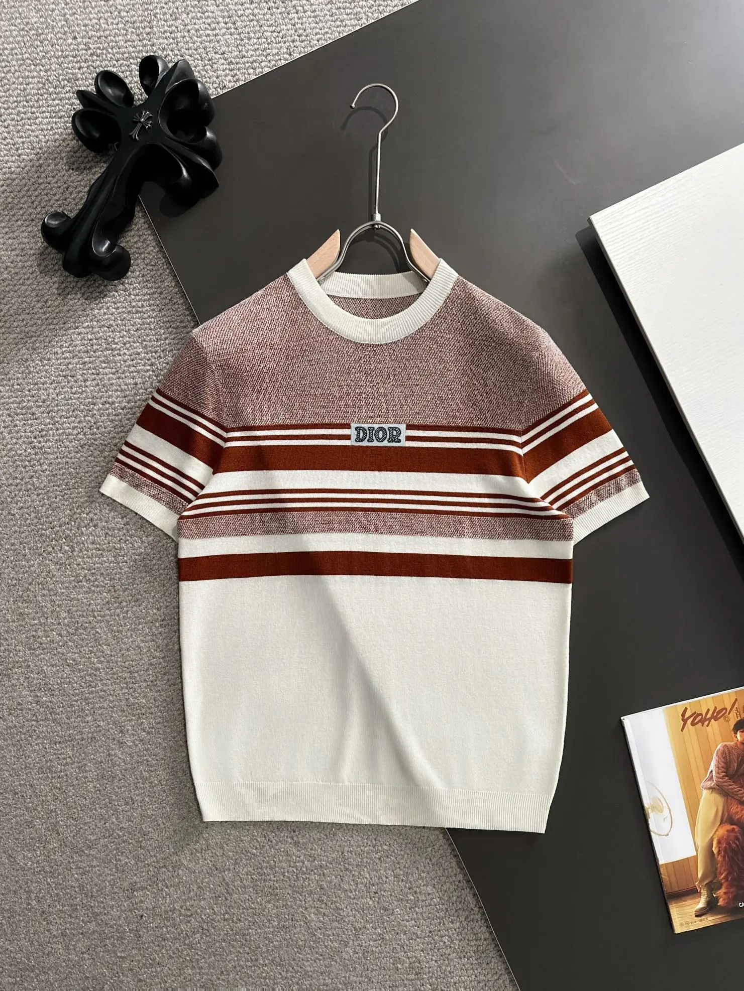 Striped Jacquard Knit T-Shirt D20014815