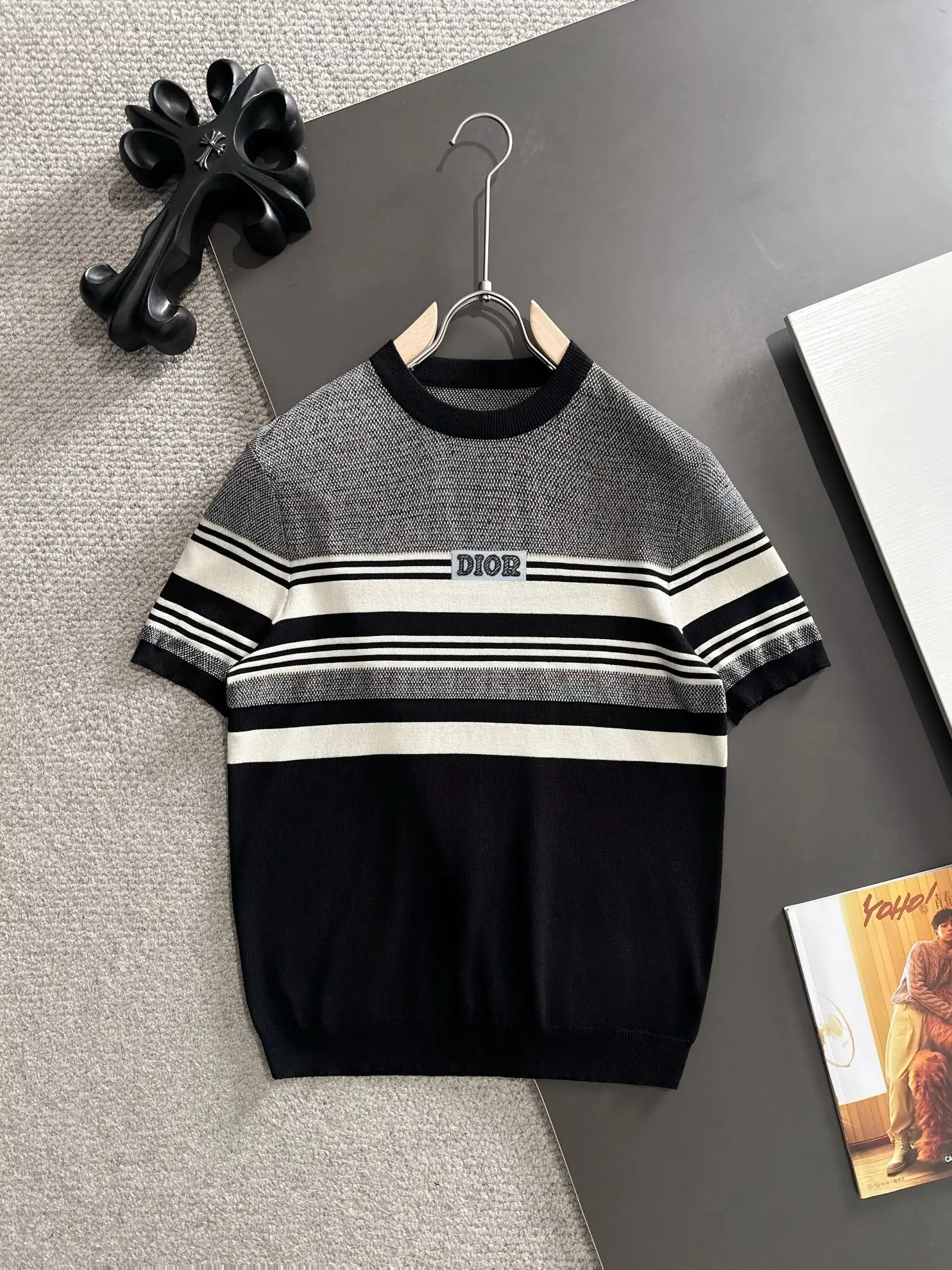 Striped Jacquard Knit T-Shirt D20014817