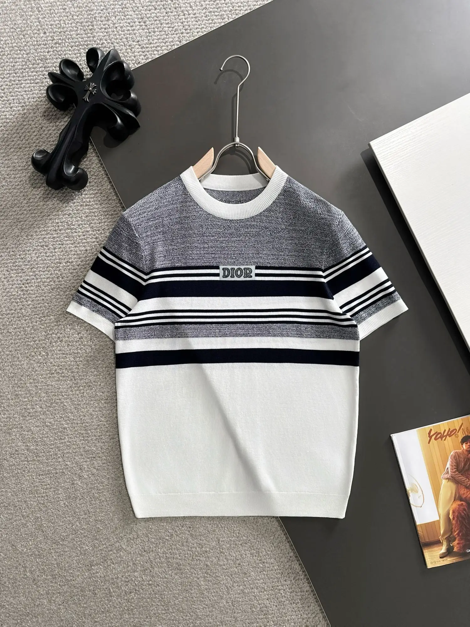 Striped Jacquard Knit T-Shirt D20014814
