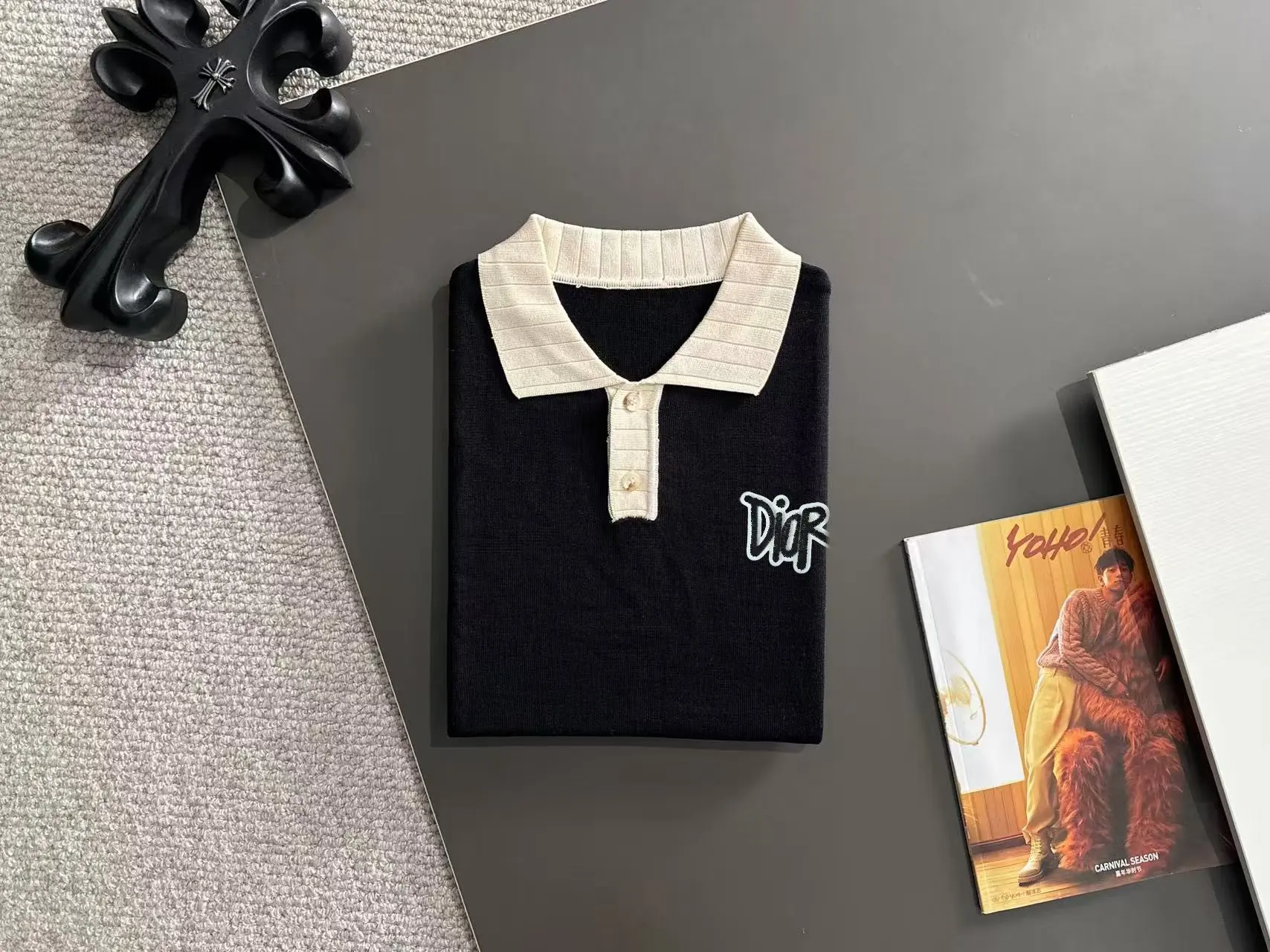 Contrast-Trim Knitted Polo Shirt D20014768 — view 8