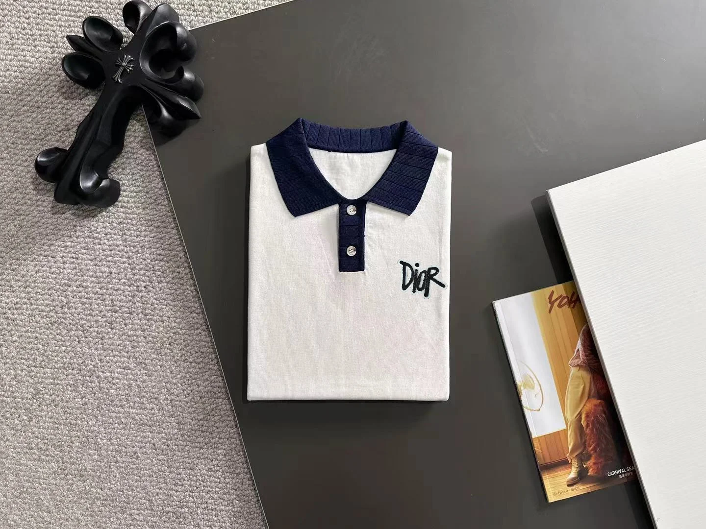 Contrast-Trim Knitted Polo Shirt D20014770 — view 4