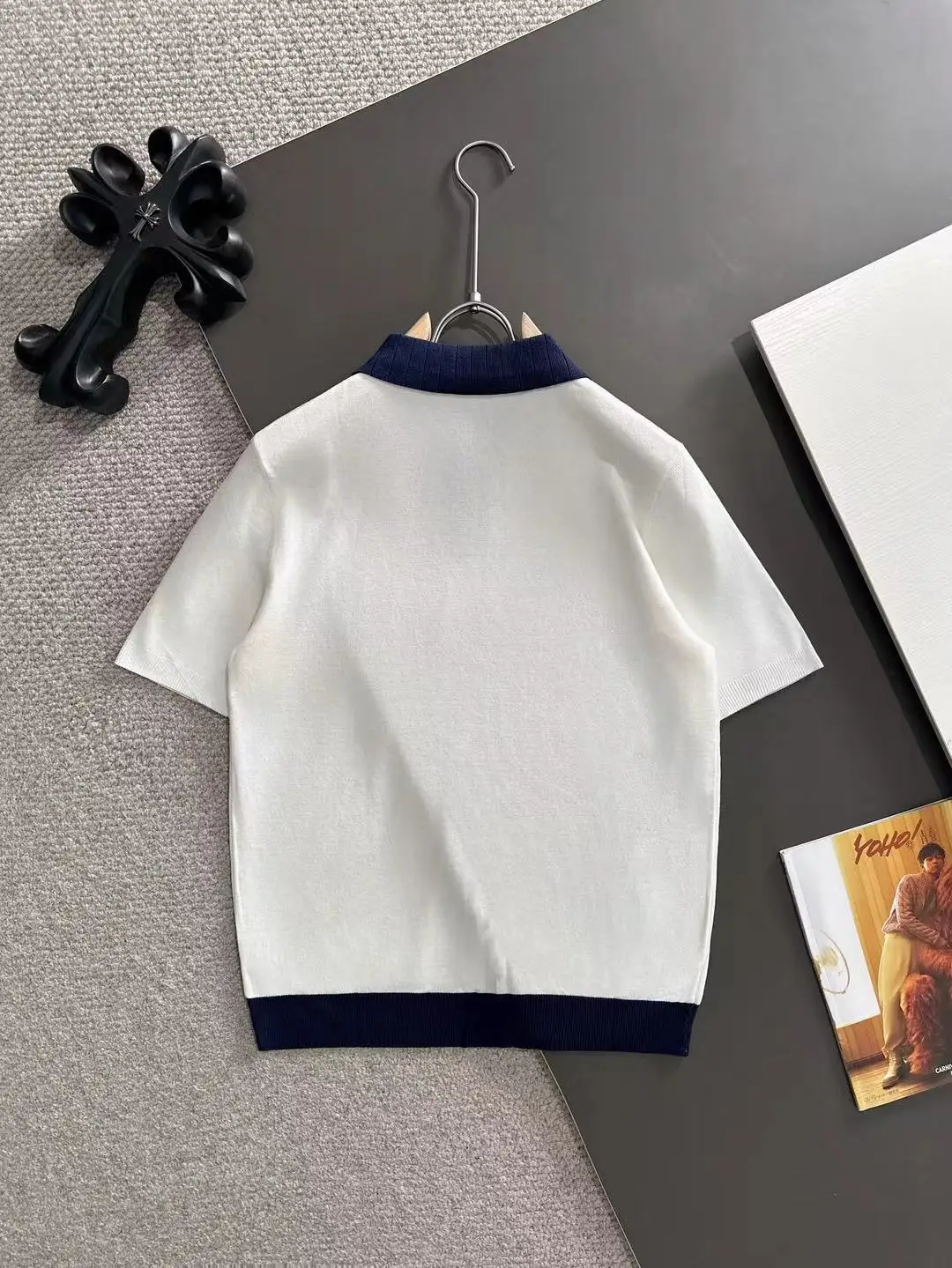 Contrast-Trim Knitted Polo Shirt D20014770 — view 9
