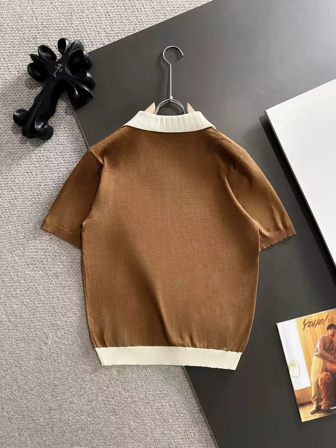 Contrast-Trim Knitted Polo Shirt D20014769 — view 9