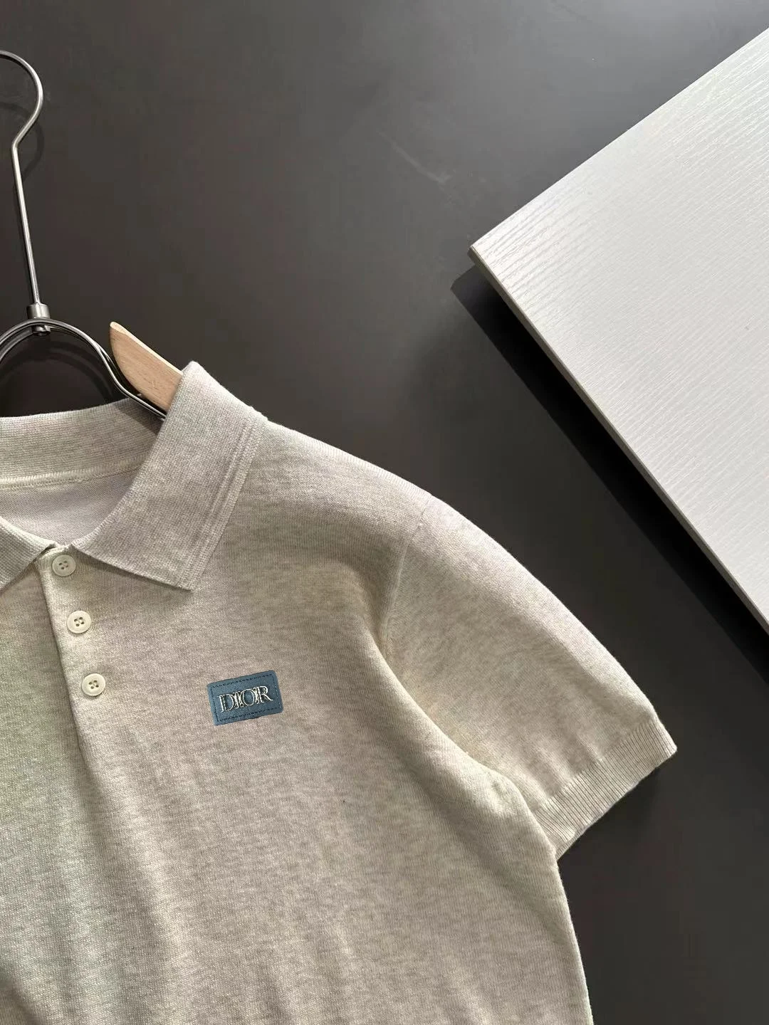 Logo-Patch Silk-Blend Knit Polo Shirt D20014824 — view 2