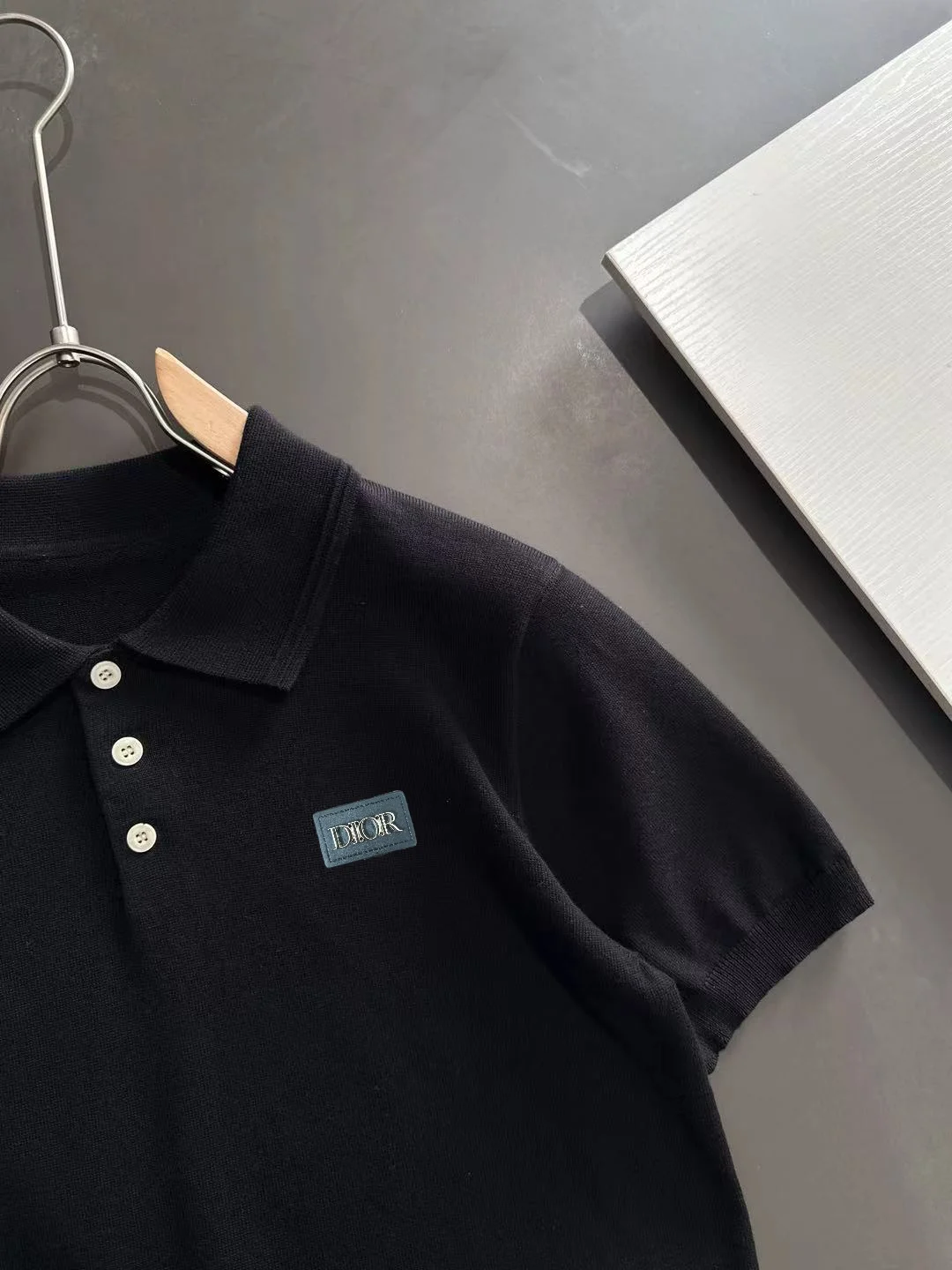Logo-Patch Silk-Blend Knit Polo Shirt D20014826 — view 2