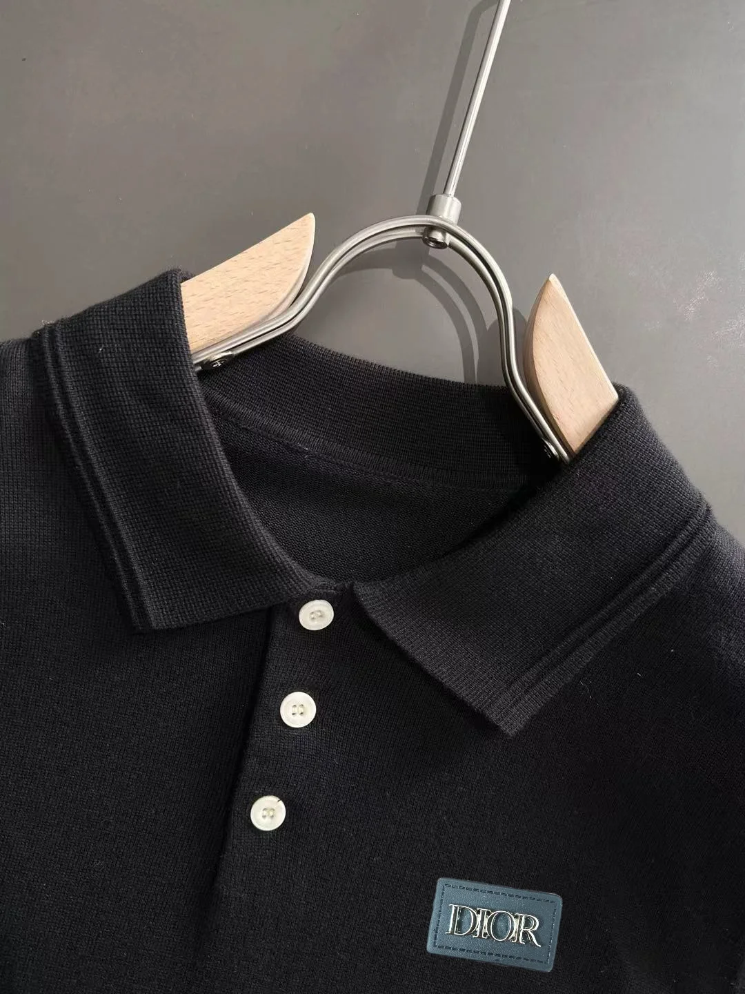 Logo-Patch Silk-Blend Knit Polo Shirt D20014826 — view 3
