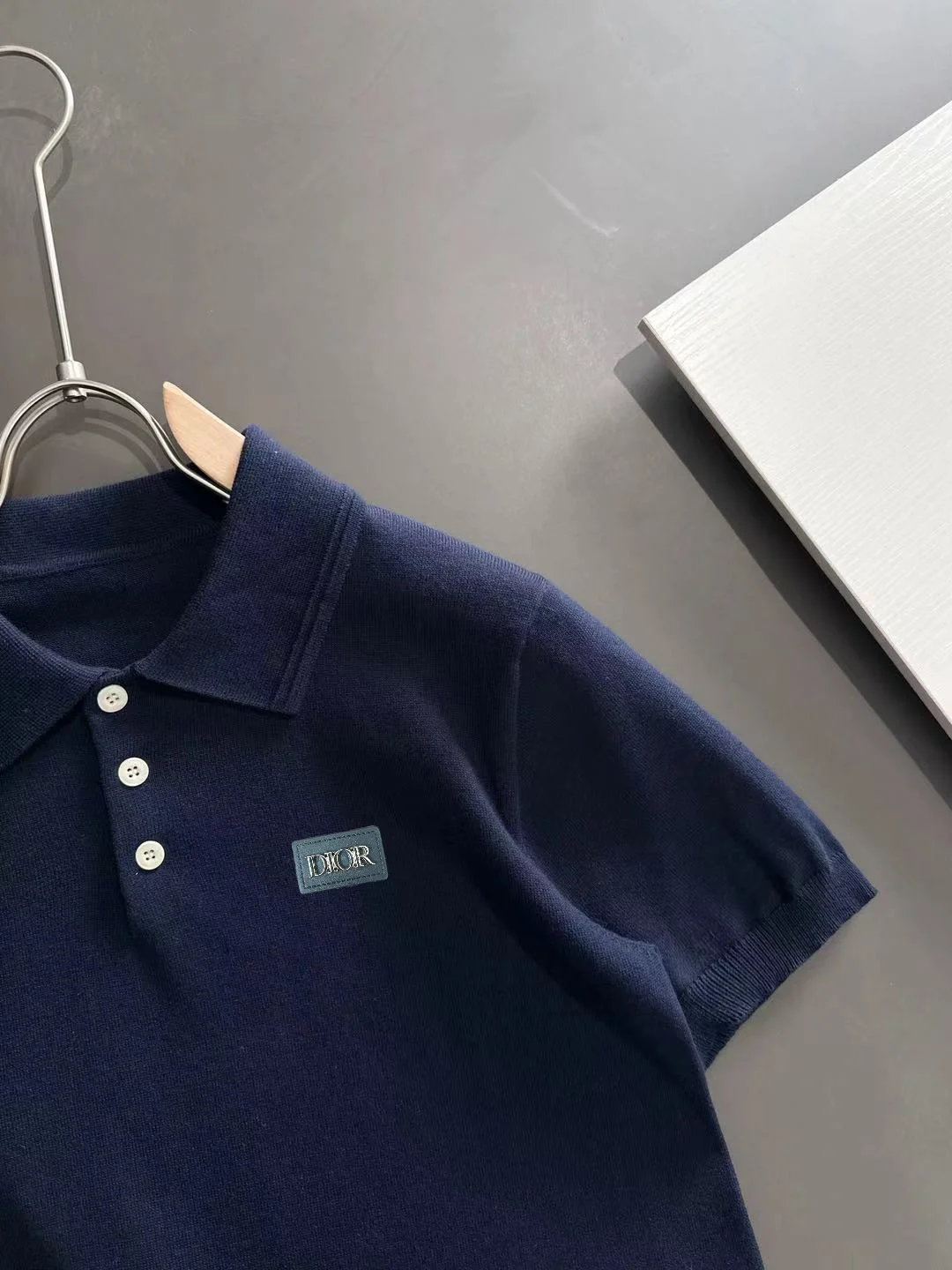 Logo-Patch Silk-Blend Knit Polo Shirt D20014825 — view 2
