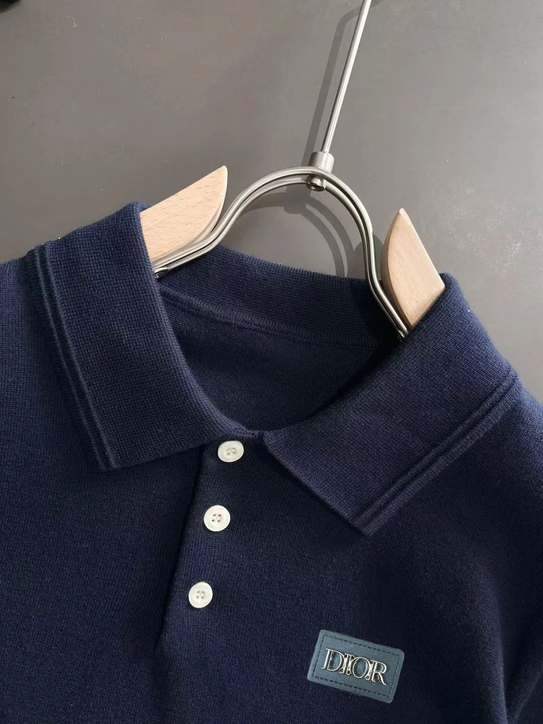 Logo-Patch Silk-Blend Knit Polo Shirt D20014825 — view 3
