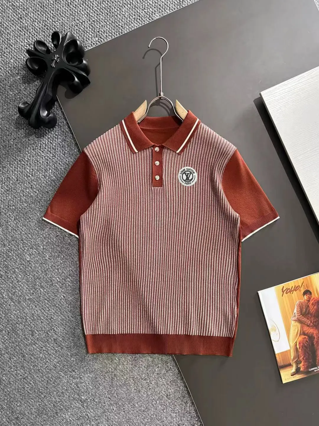 Contrast-Tipped Ribbed Knit Polo Shirt D20014848
