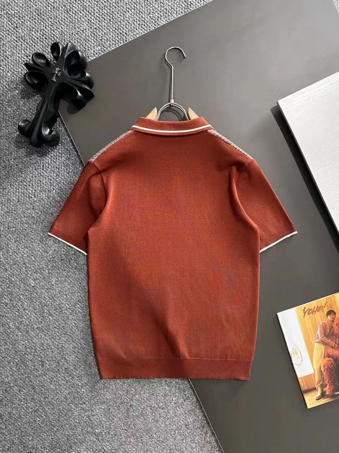 Contrast-Tipped Ribbed Knit Polo Shirt D20014848 — view 9