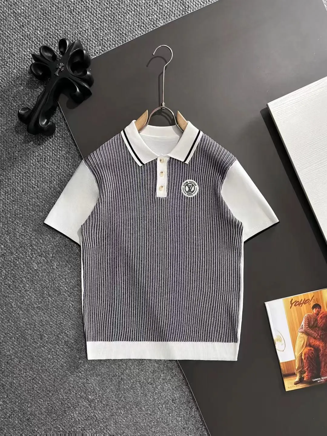 Contrast Ribbed Knit Polo Shirt D20014847