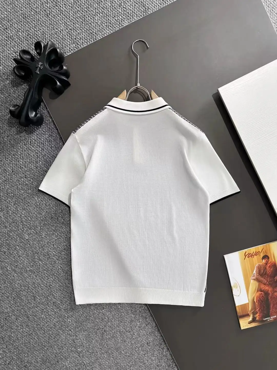 Contrast Ribbed Knit Polo Shirt D20014847 — view 9