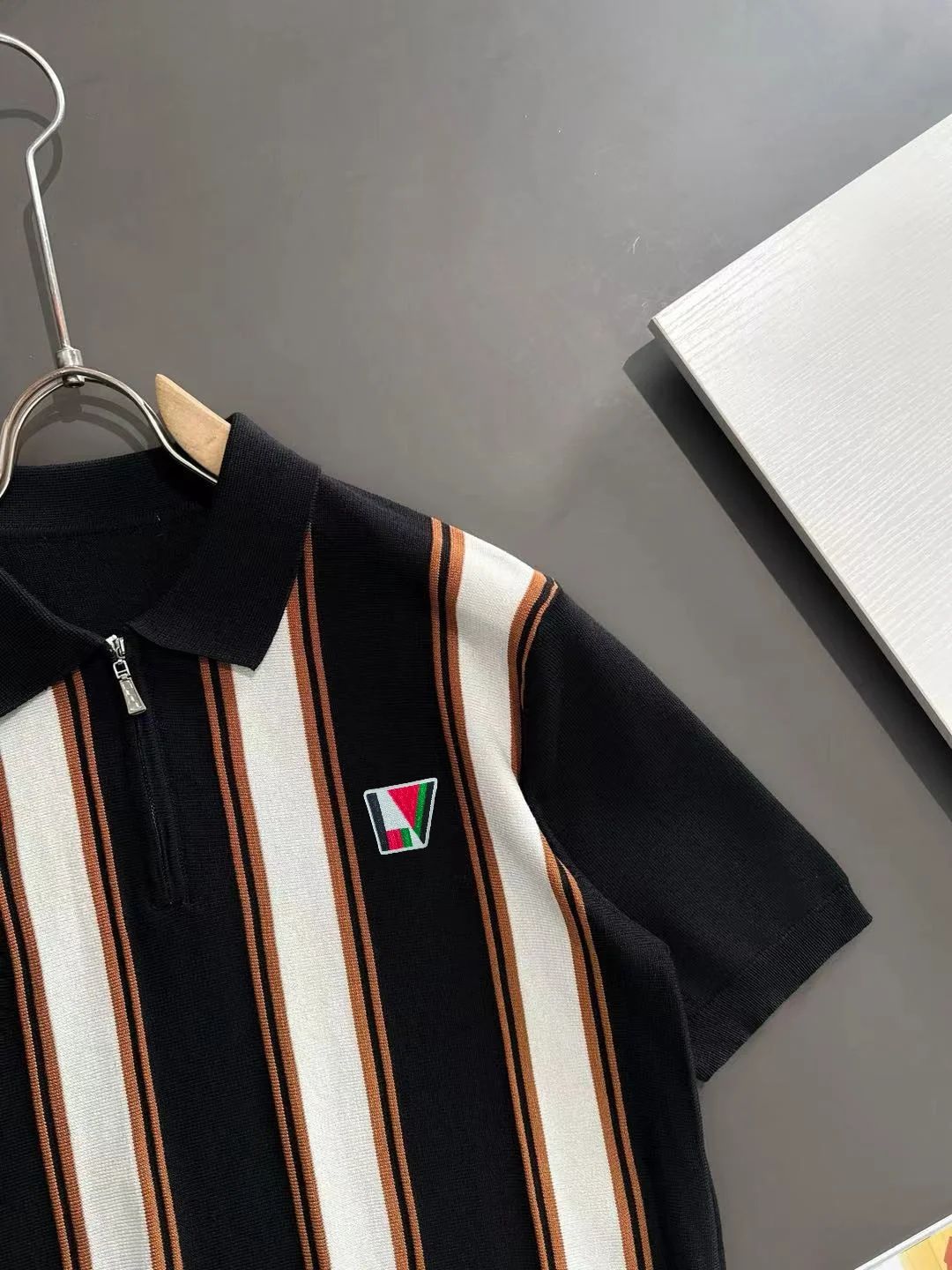 Striped Knit Half-Zip Polo Shirt D20014765 — view 2