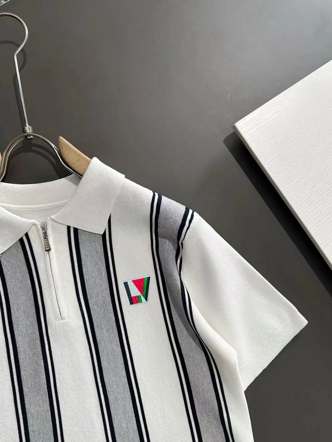 Striped Knit Half-Zip Polo Shirt D20014767 — view 2