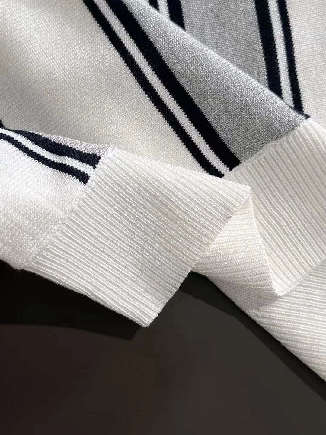 Striped Knit Half-Zip Polo Shirt D20014767 — view 6