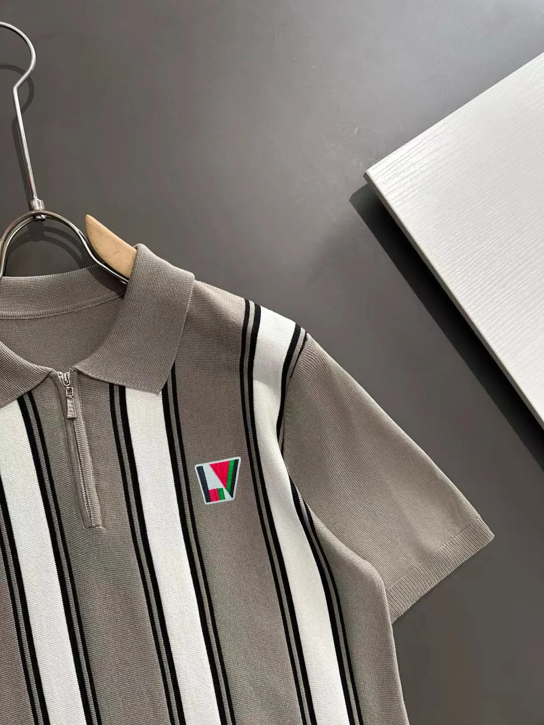 Striped Knit Half-Zip Polo Shirt D20014766 — view 2