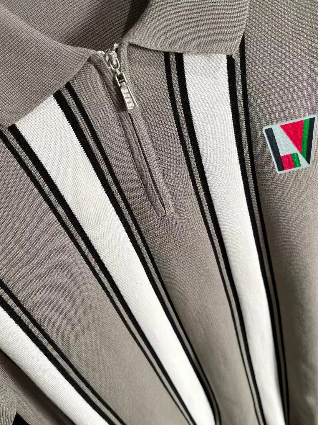 Striped Knit Half-Zip Polo Shirt D20014766 — view 7