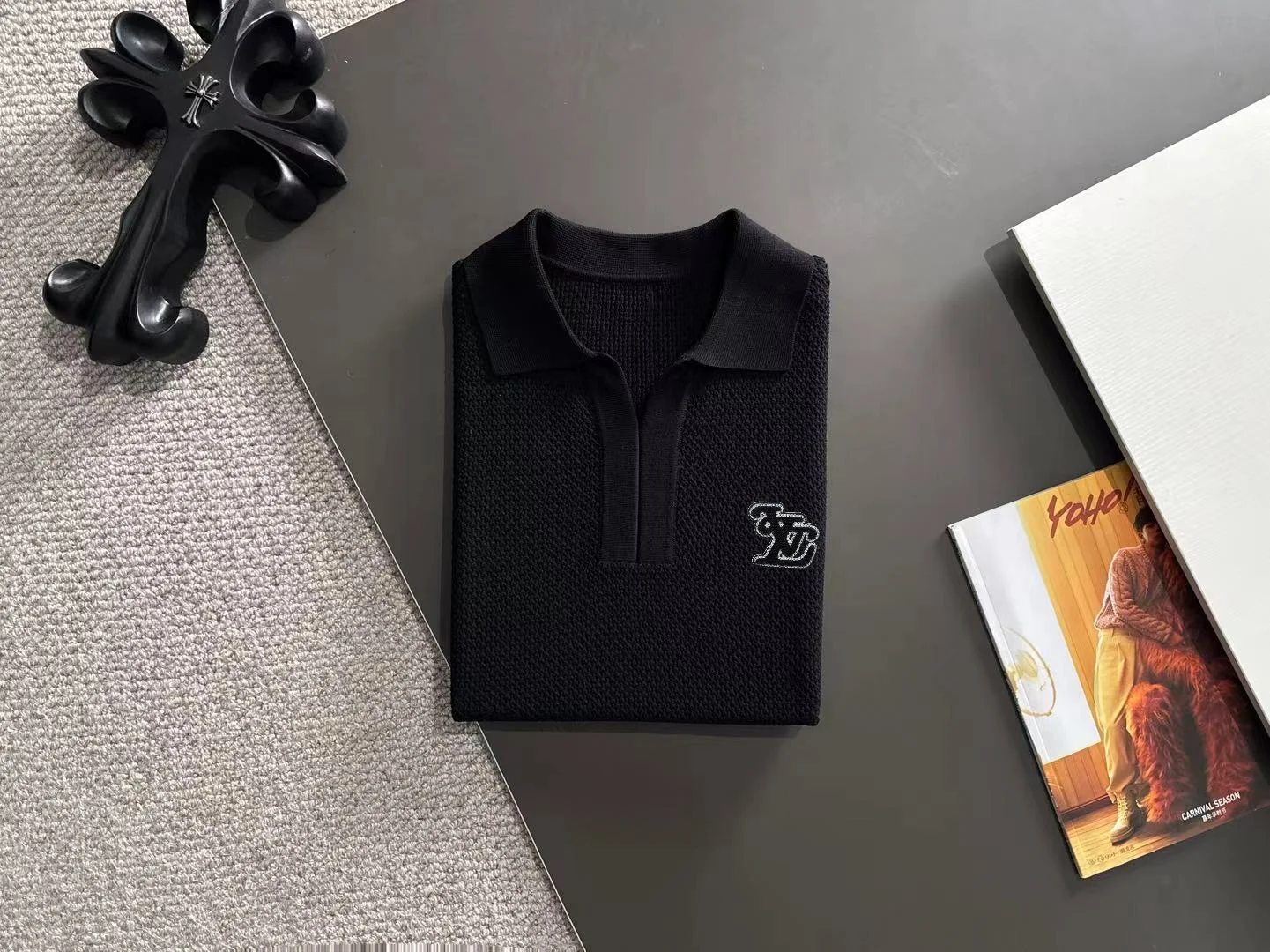 Waffle-Knit Cotton-Blend Polo Shirt D20014758 — view 8