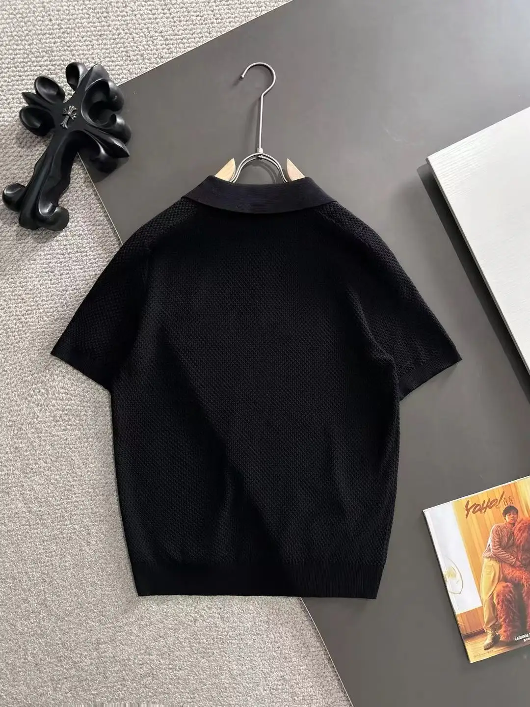 Waffle-Knit Cotton-Blend Polo Shirt D20014758 — view 9