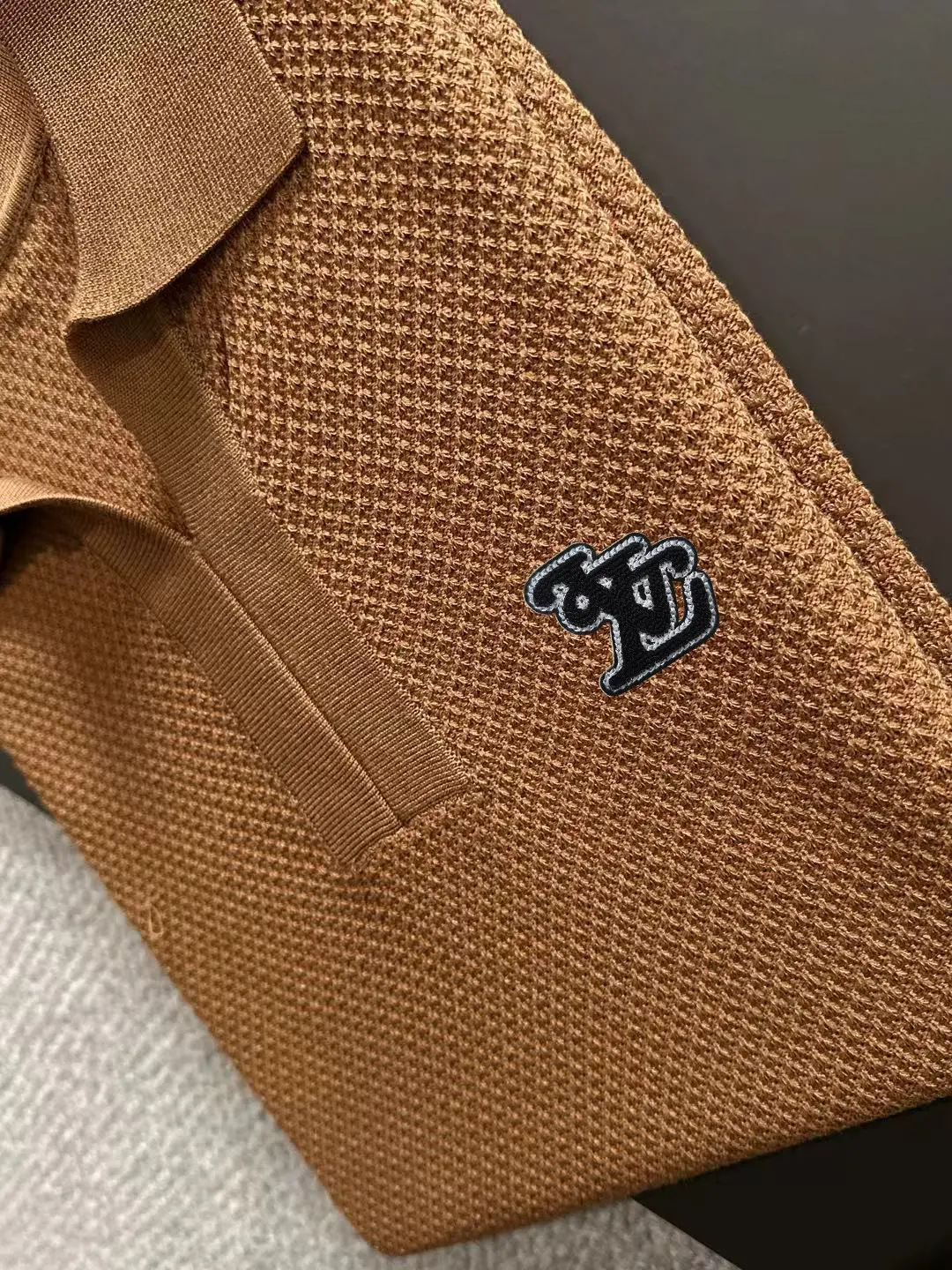 Waffle-Knit Cotton-Blend Polo Shirt D20014759 — view 7