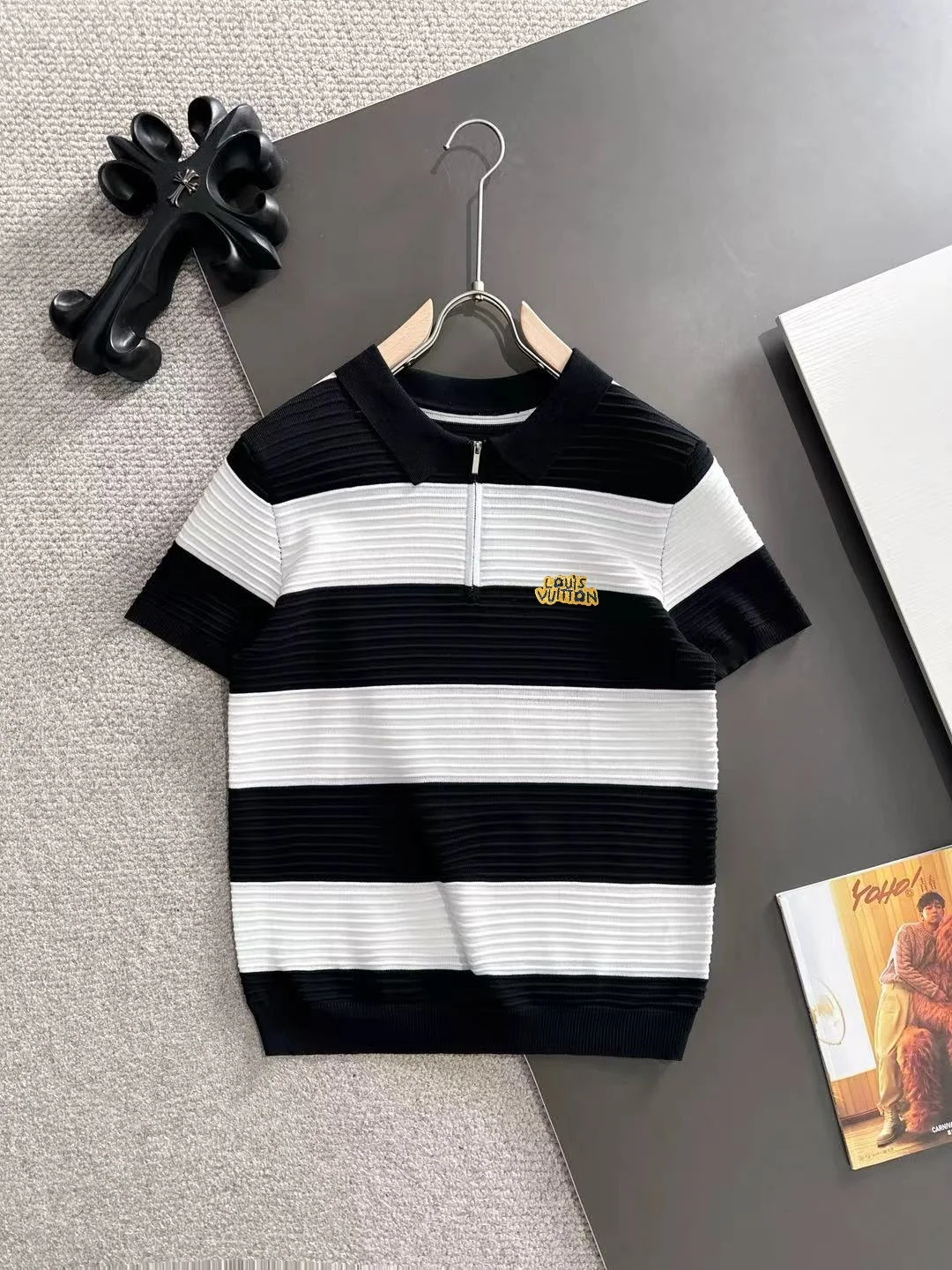 Striped Half-Zip Knit Polo Shirt D20014779