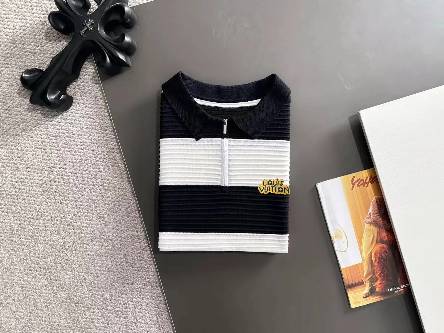 Striped Half-Zip Knit Polo Shirt D20014779 — view 8
