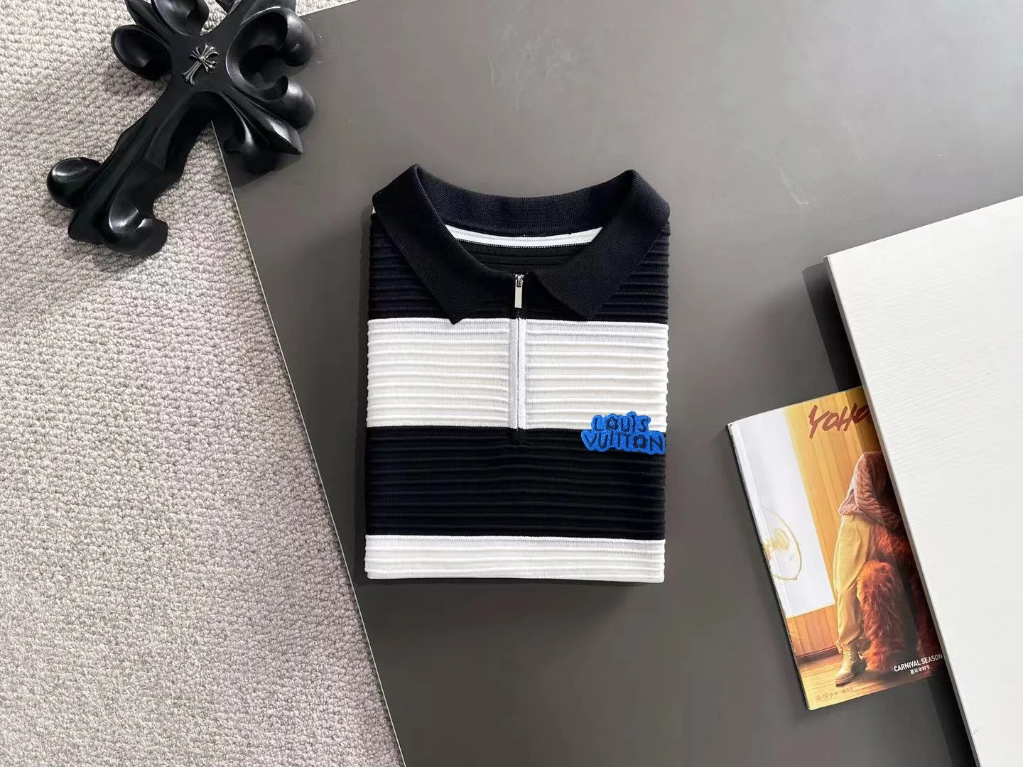 Striped Half-Zip Knit Polo Shirt D20014781 — view 8