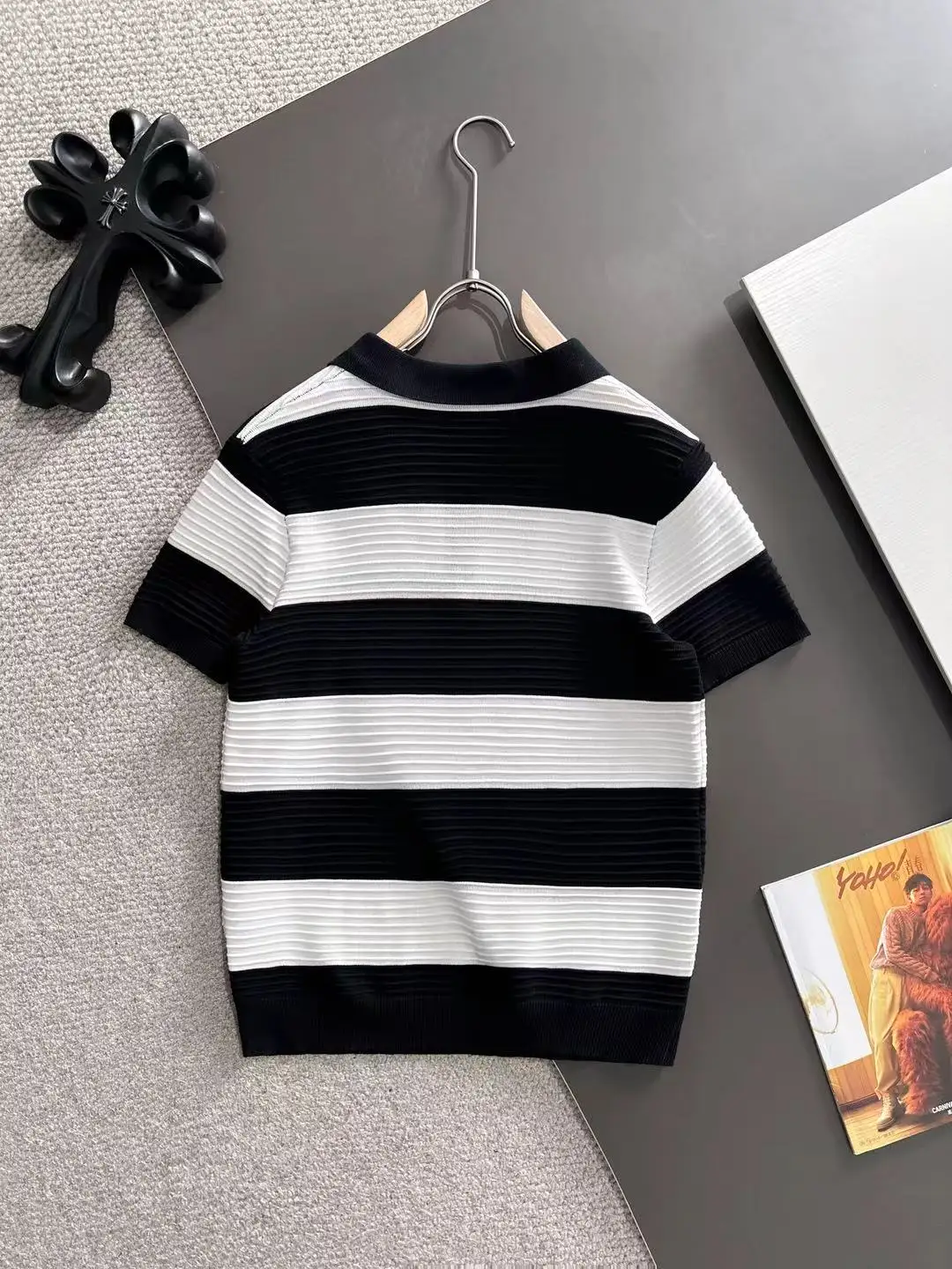 Striped Half-Zip Knit Polo Shirt D20014781 — view 9